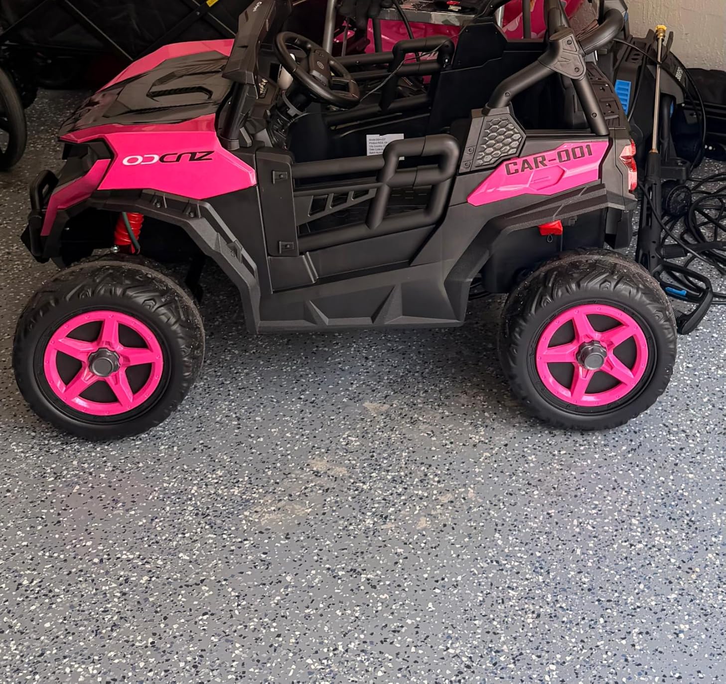 ARBELI 24V 2 Seater Ride on Car Truck, 4x200W Motors, EVA Tires, Red | 24V ride on toys for big kids 3-8, max 4.5mph, remote control, rainbow lights, bluetooth, shock absorbers, max load 133 lbs customer photo 2
