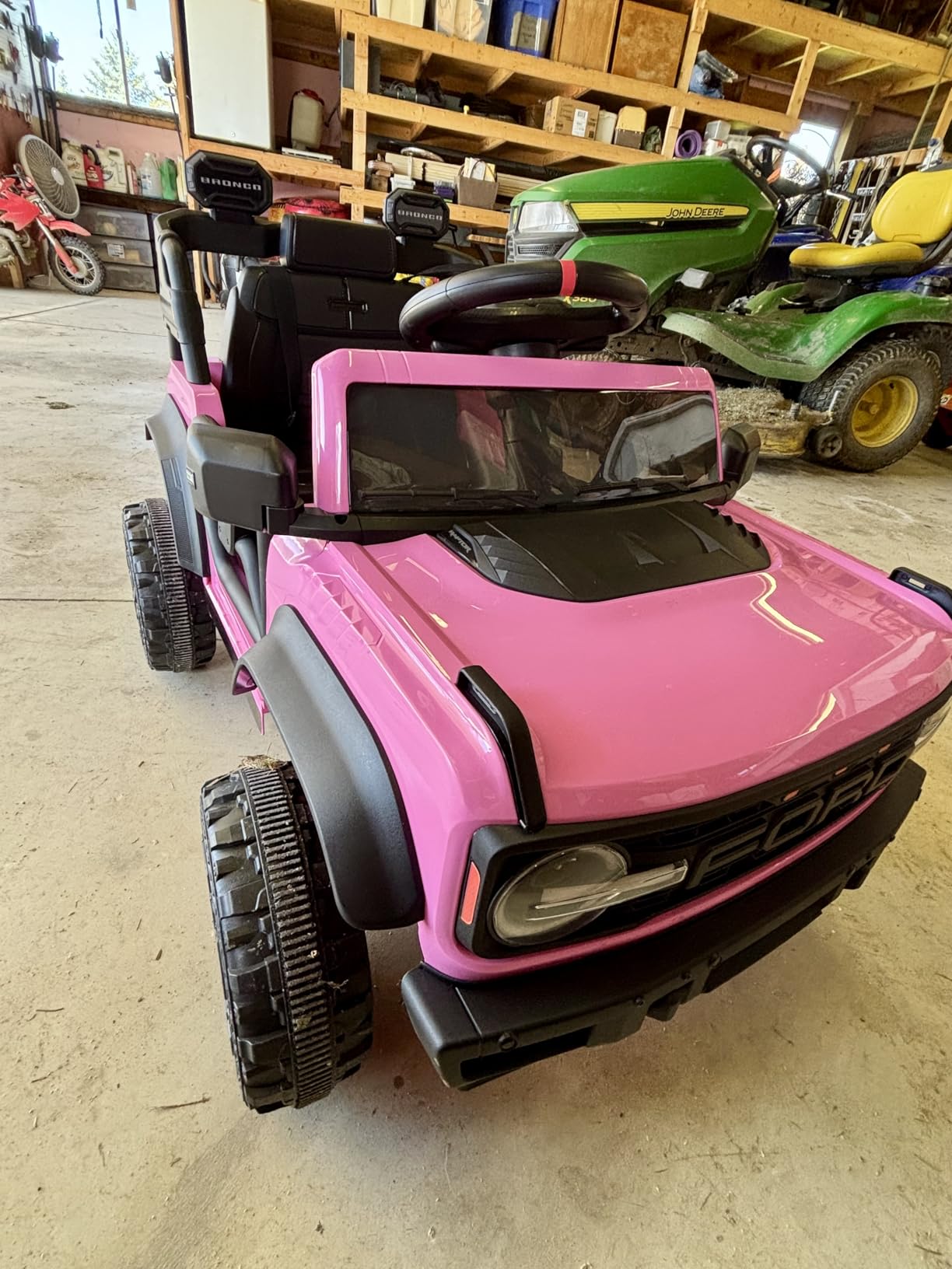 ENYOPRO 12V Licensed Ford Bronco Raptor Ride on Car for Kids, Battery Powered Electric Car for Toddlers w/Remote Control, Spring Suspension, Seat Belt, Bluetooth, Horn, LED Lights, Radio (Black) customer photo 1