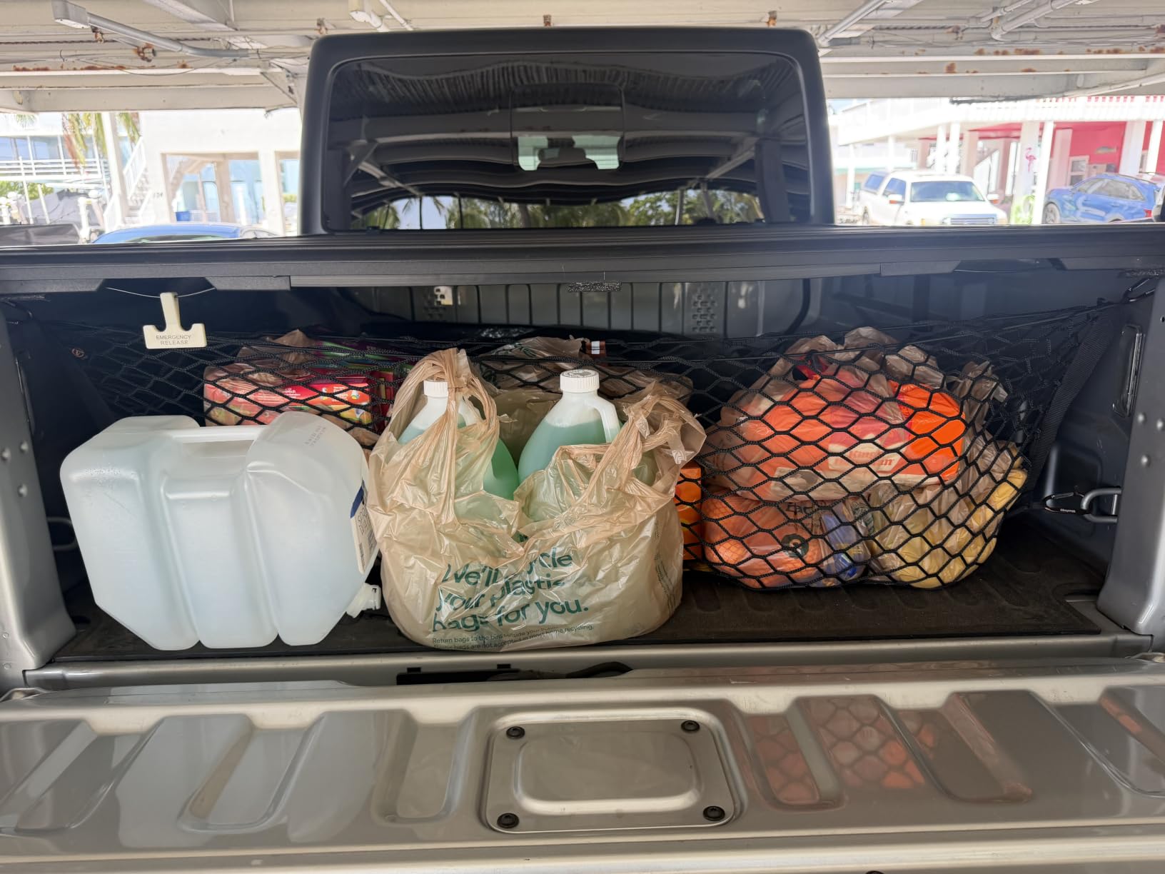 Muslogy Cargo Net for Toyota Tundra 2007-2024 2025 2026 Accessories | Custom Fit, Truck Bed Storage Organizer Net for Pickup Truck Bed Divider, Heavy Duty Carabiners, Night Visible Grab Handle customer photo 2