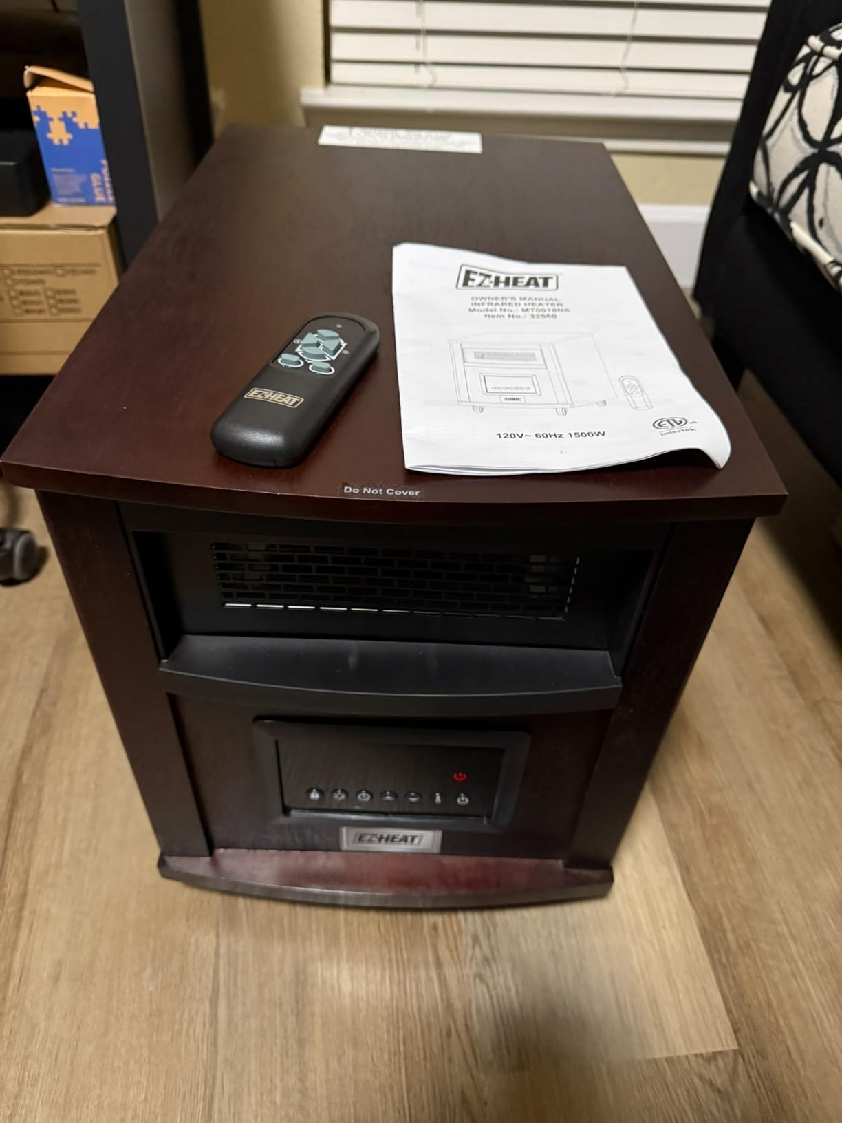 EZ-HEAT 1,500-Watt 18 inch Cabinet Space Heater with Remote Control, USB Charging Ports, Timer Function, Tip Over Switch & Overheat Protection, MT0018N8 customer photo 2