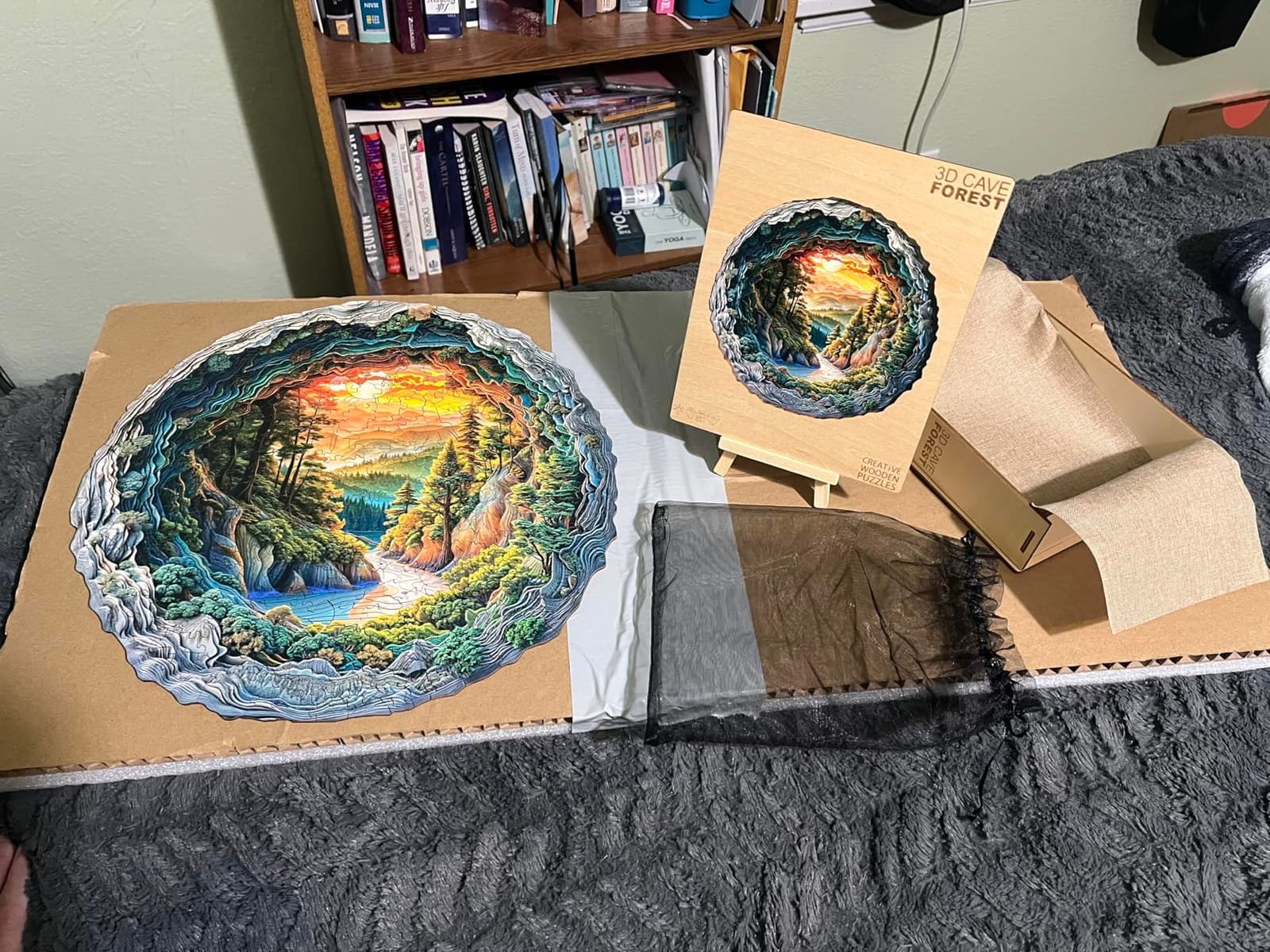 300 Pieces Wooden Puzzles, 3D Cave Forest Puzzle, Unique Animal Shaped Wood Challenging Jigsaw Puzzles Ideal for Adults, Premium Wood Gift Box 13.4x13.3in customer photo 1