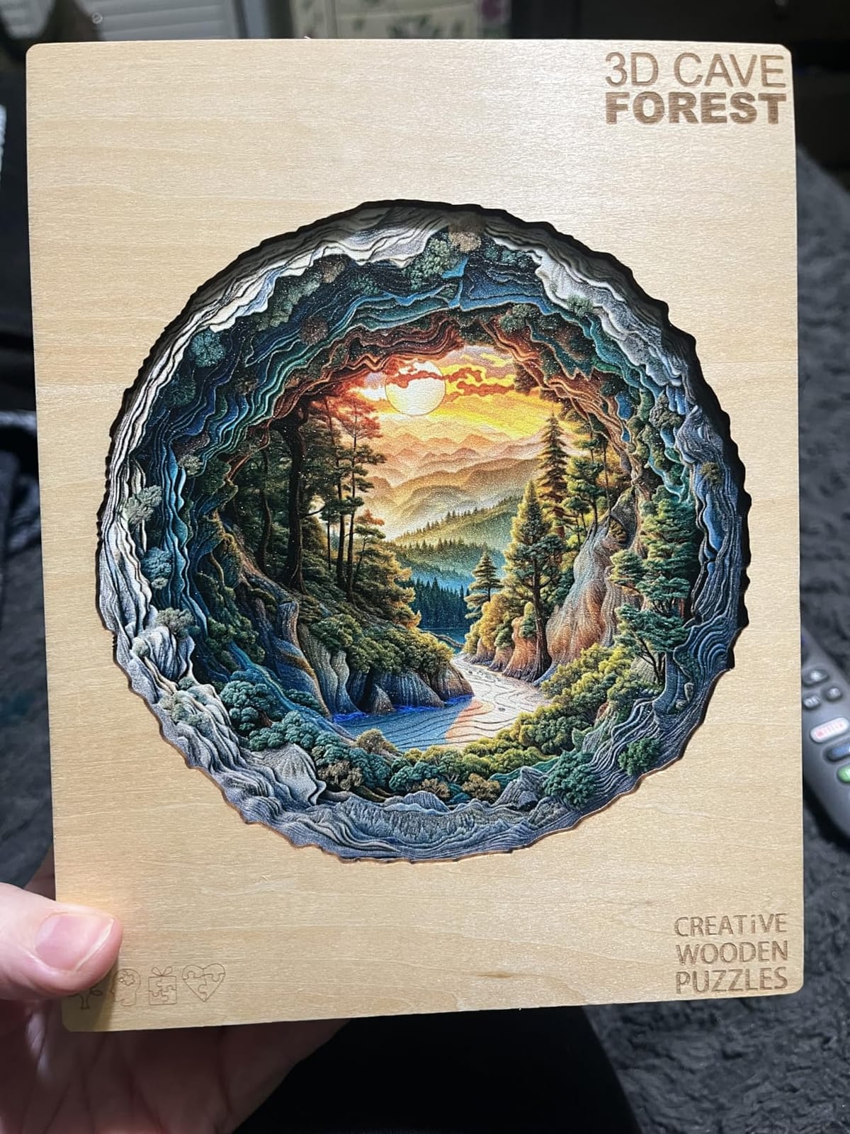 300 Pieces Wooden Puzzles, 3D Cave Forest Puzzle, Unique Animal Shaped Wood Challenging Jigsaw Puzzles Ideal for Adults, Premium Wood Gift Box 13.4x13.3in customer photo 2