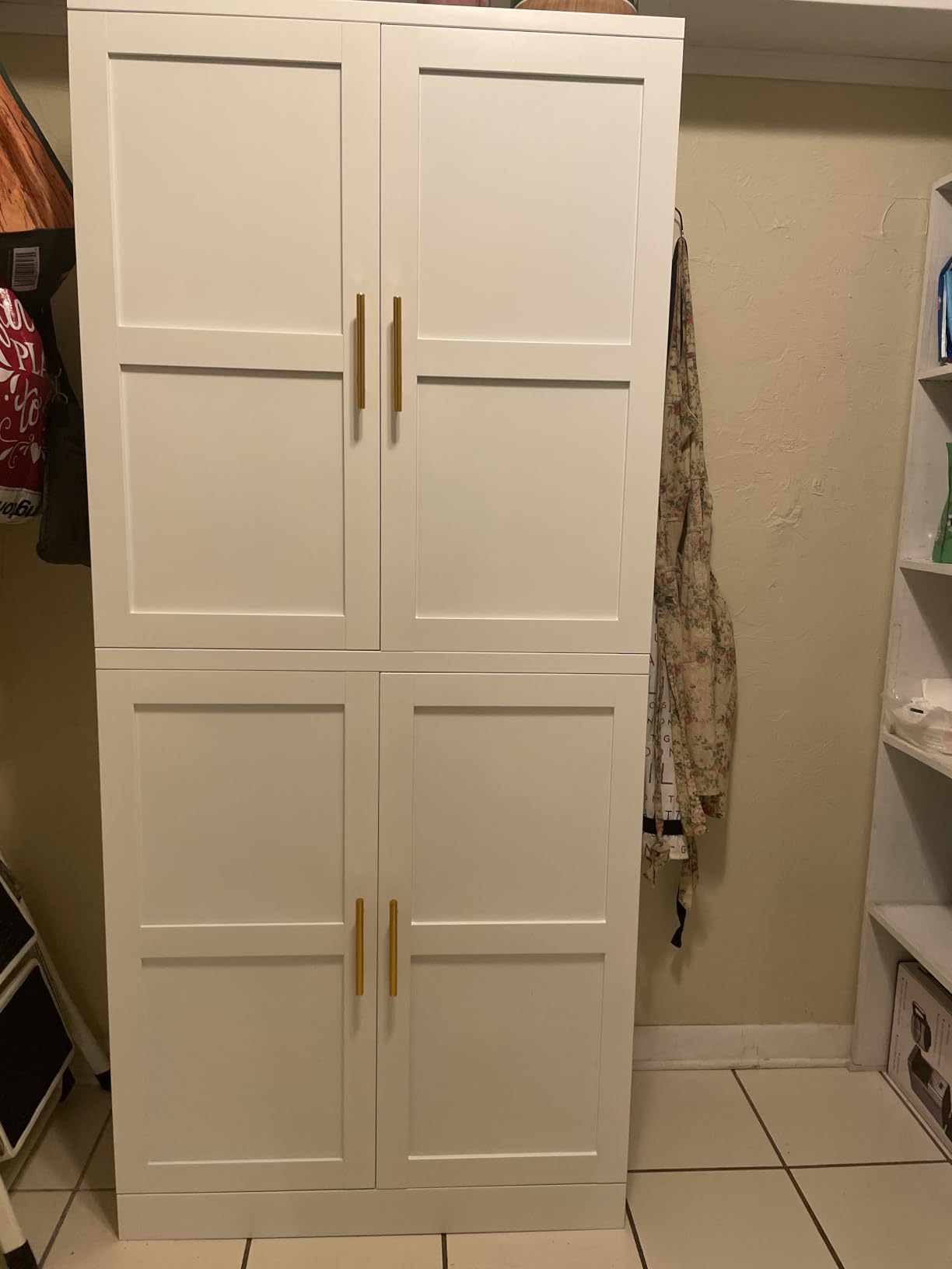 GAIOUS Metal Pantry Cabinet, Kitchen Pantry Storage Cabinets with 2 Door and 3 Adjustable Shelves, White Kitchen Pantry Cabinet, Freestanding Cupboard for Dining Room Living Room Bathroom customer photo 1
