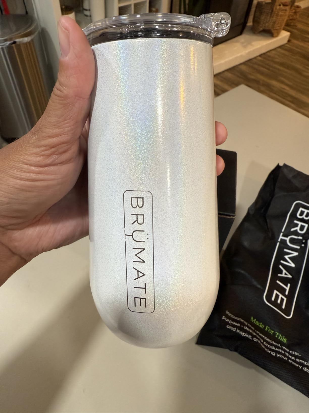 Champagne Flute 12oz with Flip-Top Lid to Hold in Carbonation | Insulated Stainless Steel for Ice Cold Champagne | BPA-Free (Guava) customer photo 1