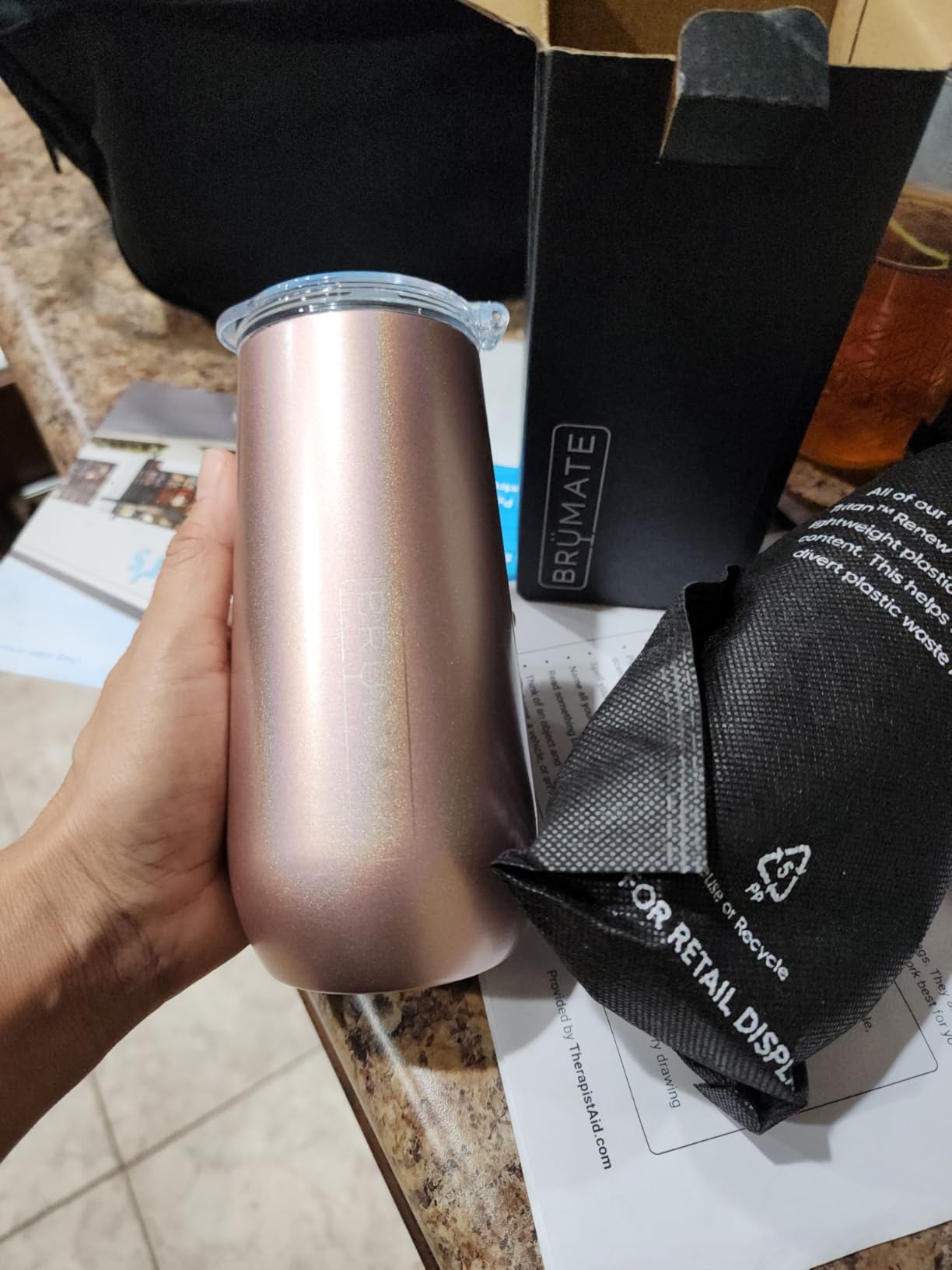 Champagne Flute 12oz with Flip-Top Lid to Hold in Carbonation | Insulated Stainless Steel for Ice Cold Champagne | BPA-Free (Guava) customer photo 2