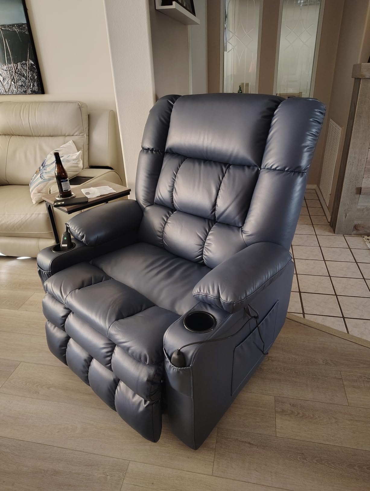 MCombo Dual Motor Power Lift Recliner Chair for Elderly R7897 (Medium-Wide) | Zero Gravity Lift Chair with Heat and Massage, Infinite Position, USB Charge Ports, Breathable Faux Leather (Black) customer photo 2