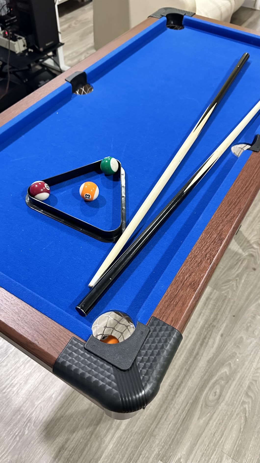GYMAX Pool Table, 48 Inch Wooden Billiard Tables with 16 Balls, 2 Cue Sticks, 2 Chalks and Brush, Snooker Table Mini Pool Table for Kids, Family, Party customer photo 2