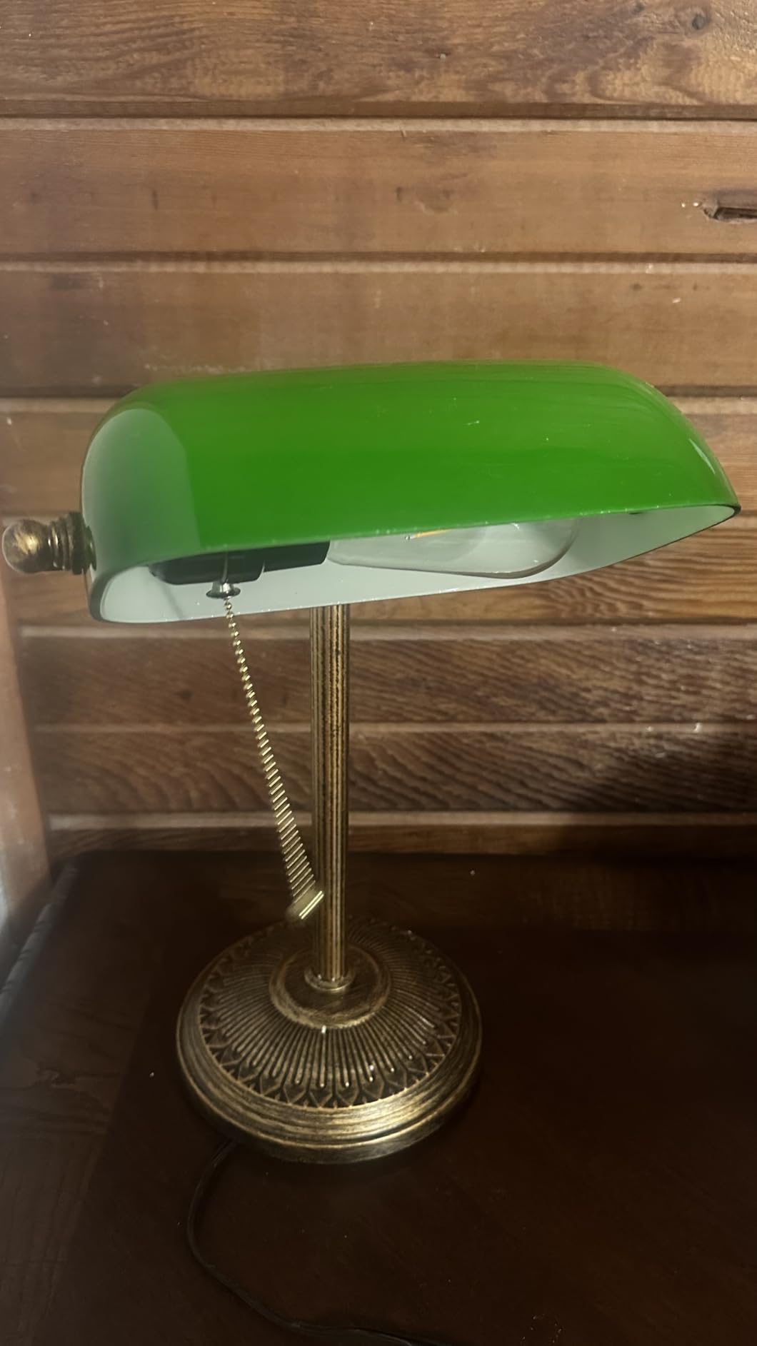 NISSAFORS Bankers Desk Lamp, Green Glass Shade, Vintage Desk Lamp with Pull Chain Switch, Retro Table Lamps for Home Office (Retro Gold+Green, Small) customer photo 2