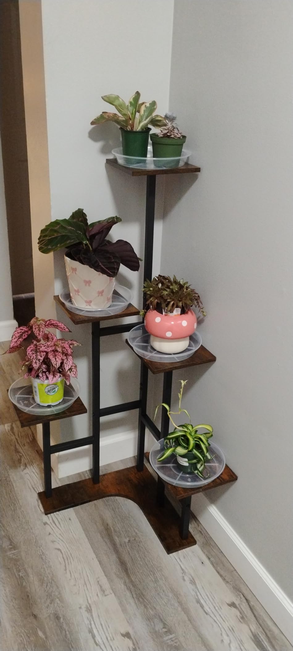Yzosvki Corner Plant Stand Indoor 6 Tiered Corner Plant Shelf | Flower Stand for Multiple Plants, Plant Shelves Organizer Rack for Living Room, Balcony, Patio, Garden, Rustic Brown customer photo 2