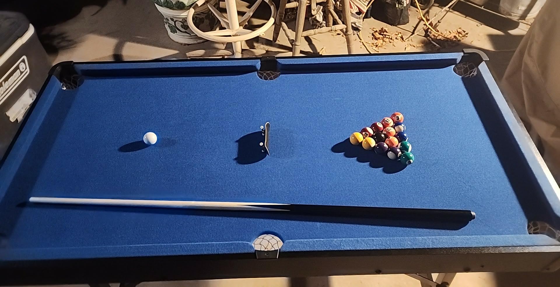 Folding Pool Table, Portable Billiard Game Tables for Kids and Adults, Mini Pool Table with Locking Legs, Adjustable Feet, Balls, Cues, Triangle, Chalk, Brush customer photo 2