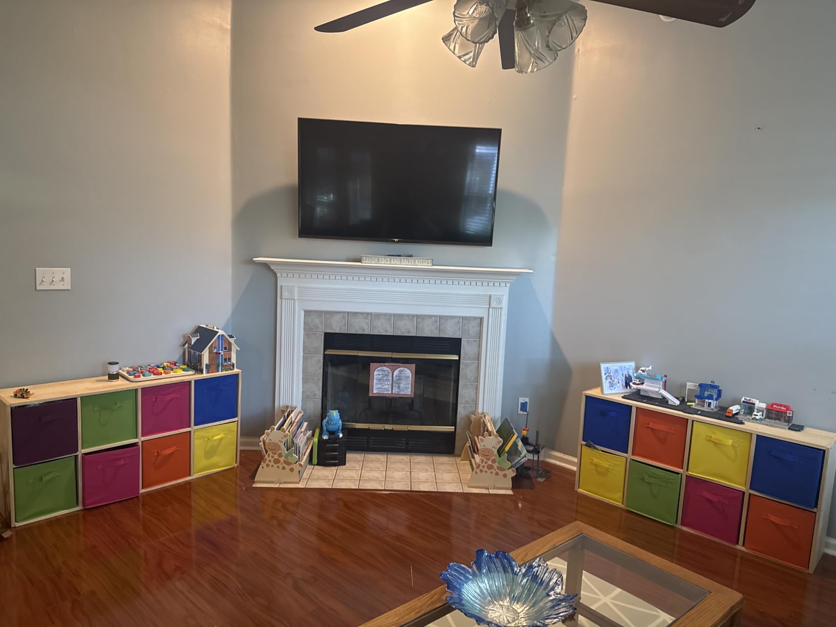 EXPERLAM 8 Cube Storage Organizer - Solid Wood Bookshelf with 4 Storage Bins, Cube Shelf with 2 Removable Back Panels customer photo 2