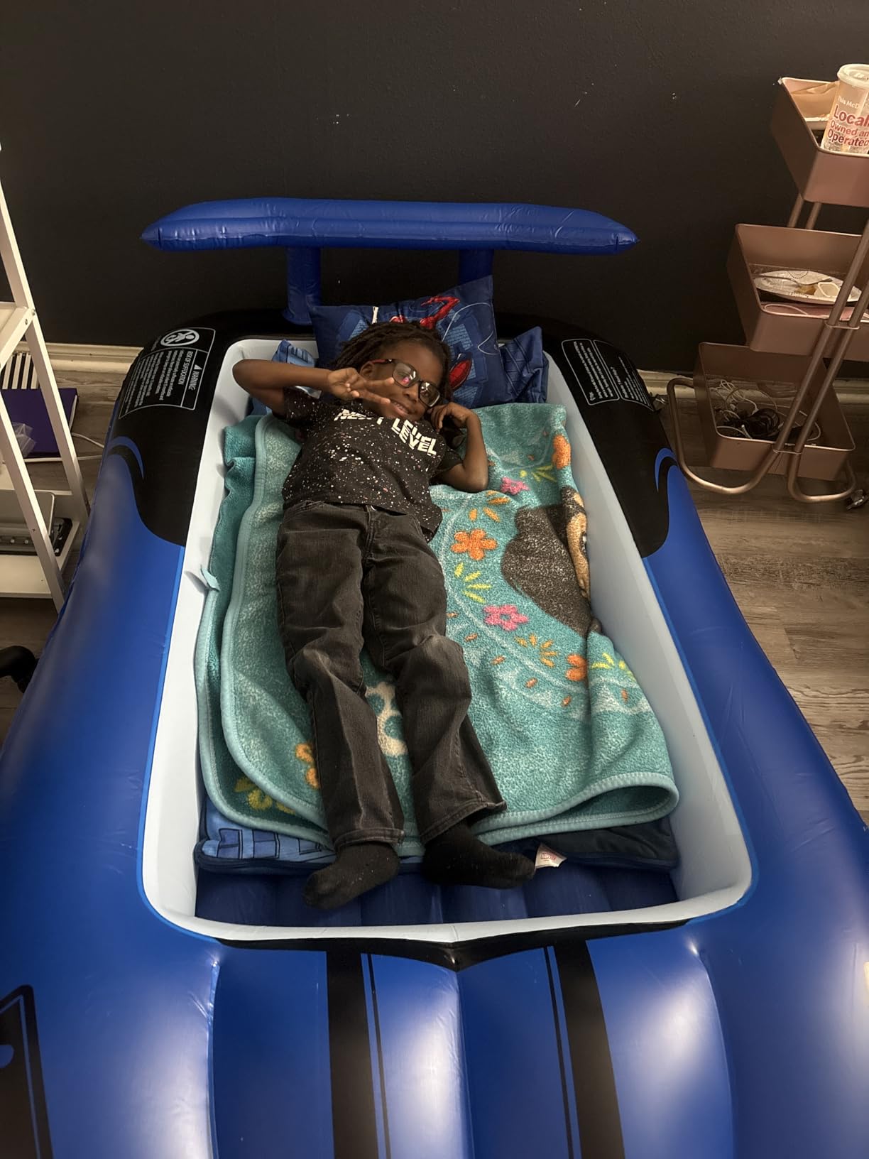 CHERIMOR Inflatable Toddler Travel Bed with 4 Safety Bumpers & Auto Pump | 2-Minute One-Touch Inflation, 330 lbs, Carry Bag Included, Portable & Easy to Store for Travel Sleepovers & Grandma's House customer photo 1