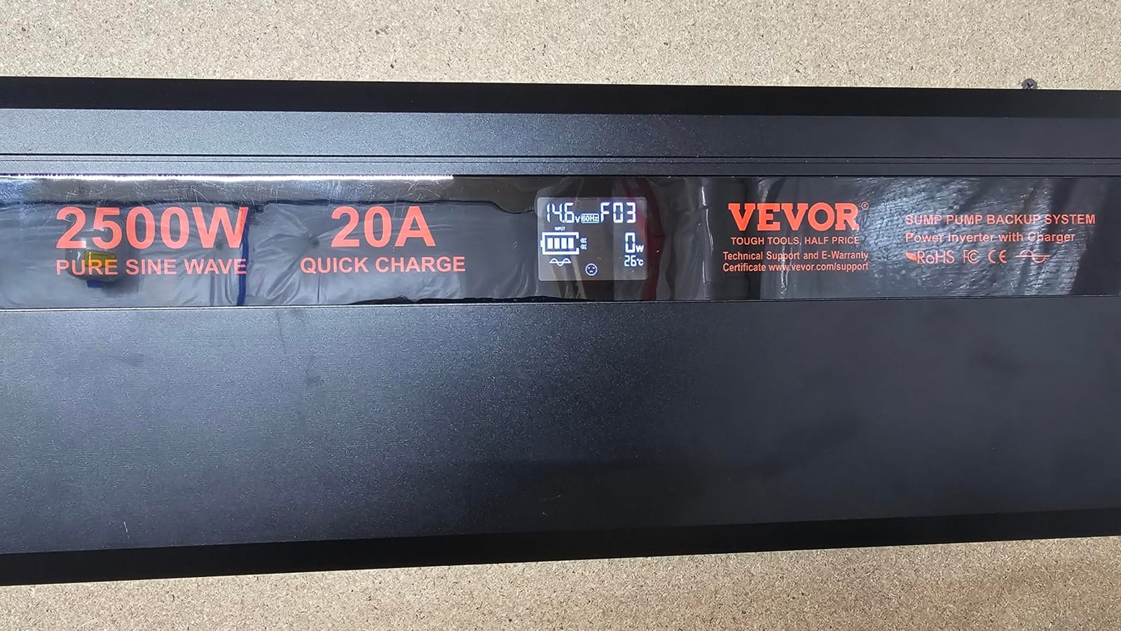 VEVOR 2500W Sump Pump Battery Backup System LCD Display Corded Auto Switch | Automatically Shifts to Inverter Power, Uninterrupted Operation, Battery Backup Inverter, for Emergencies & Power Failures customer photo 1