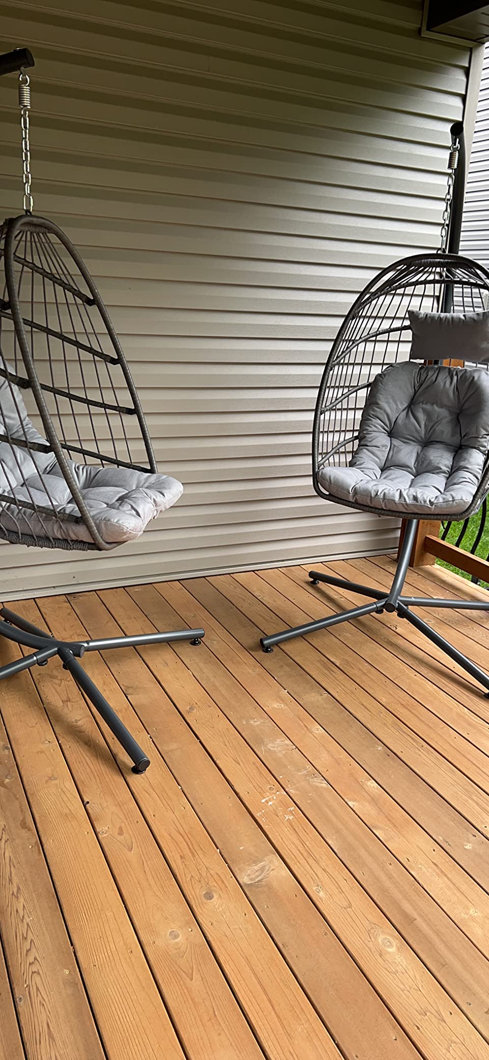LEYCAY Hanging Egg Chair with Stand, Outdoor Indoor Egg Swing - Dark Grey | Wicker Patio Swinging Chair with Cushion, Comfy Egg Shaped Chair for Bedroom Porch Balcony, Hammock Chairs 350 LBS Capacity customer photo 1