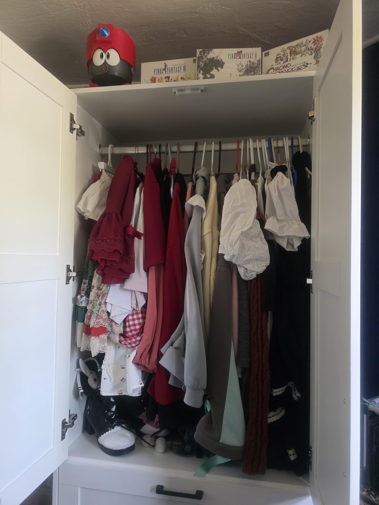 Wood White Wardrobe Closet with 2 Doors and 2 Drawers, Bedroom Freestanding Armoire Storage Cabinet with Shelves, Wooden Wardrobe Combination for Hanging Clothes (White 2 Drawers) customer photo 2