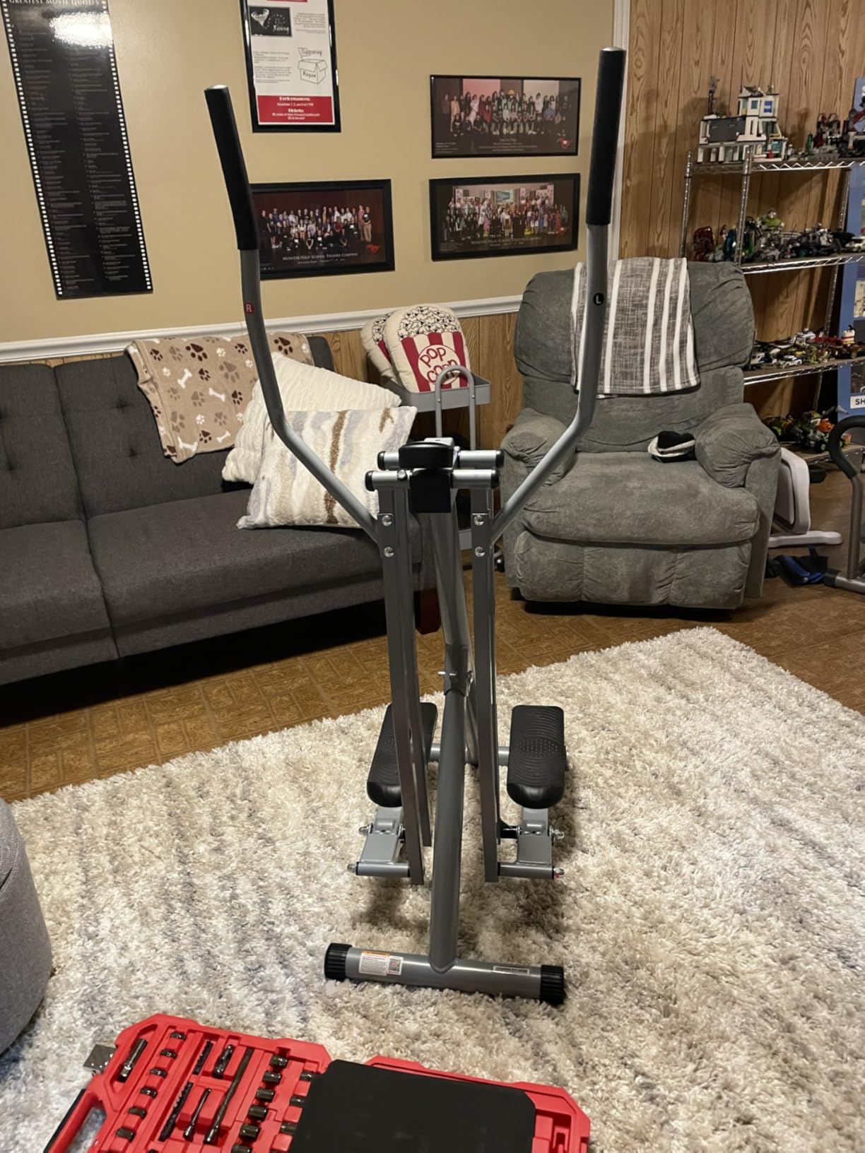 Sunny Health & Fitness Smart Air Walker Elliptical Glider Exercise Machine | Foldable and Compact Design, 30