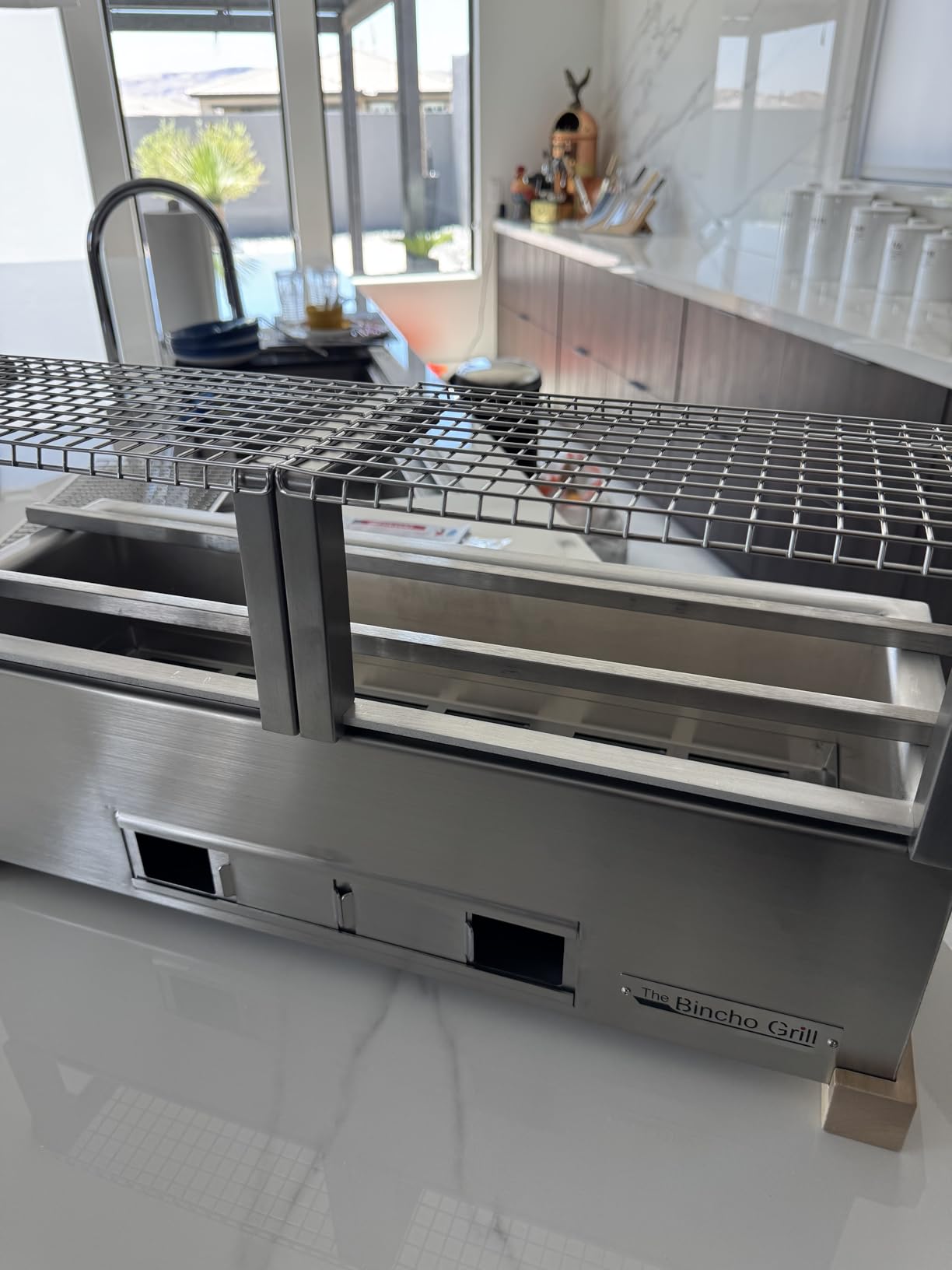 The Bincho Grill 24 Inch Wide Body Yakitori Grill - Japanese Style Charcoal Robata BBQ for Skewers, Steaks, and More - Restaurant-Quality Binchotan Tabletop Grill - Portable and Durable customer photo 1