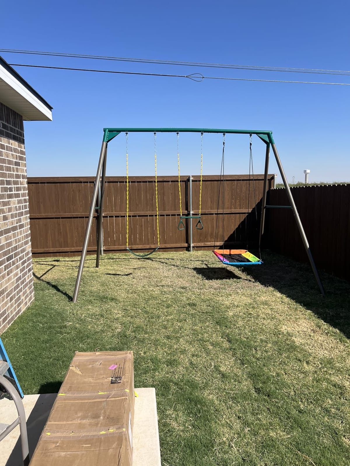Hapfan 9.5' Tall Heavy Duty Metal Swing Sets for Backyard with 3 Swings | Platform + Belt + Trapeze Swings, Weather-resistant A-frame Swingset, 600 lbs Capacity, Easy Backyard Setup customer photo 2