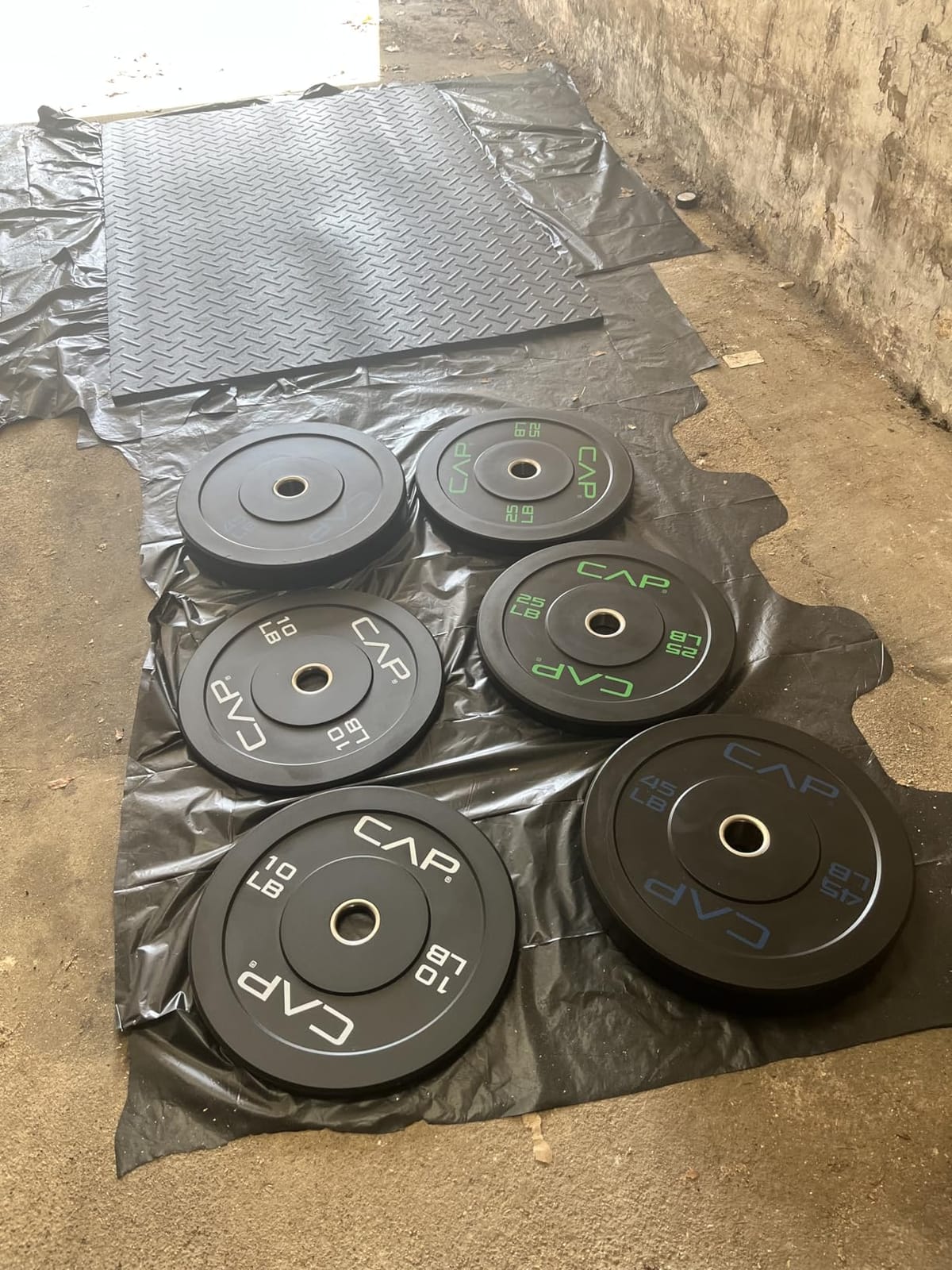 CAP 2-inch Olympic Bumper Plate Weight Set | 100-370 lbs | Multiple Colors | Storage Rack Optional customer photo 1