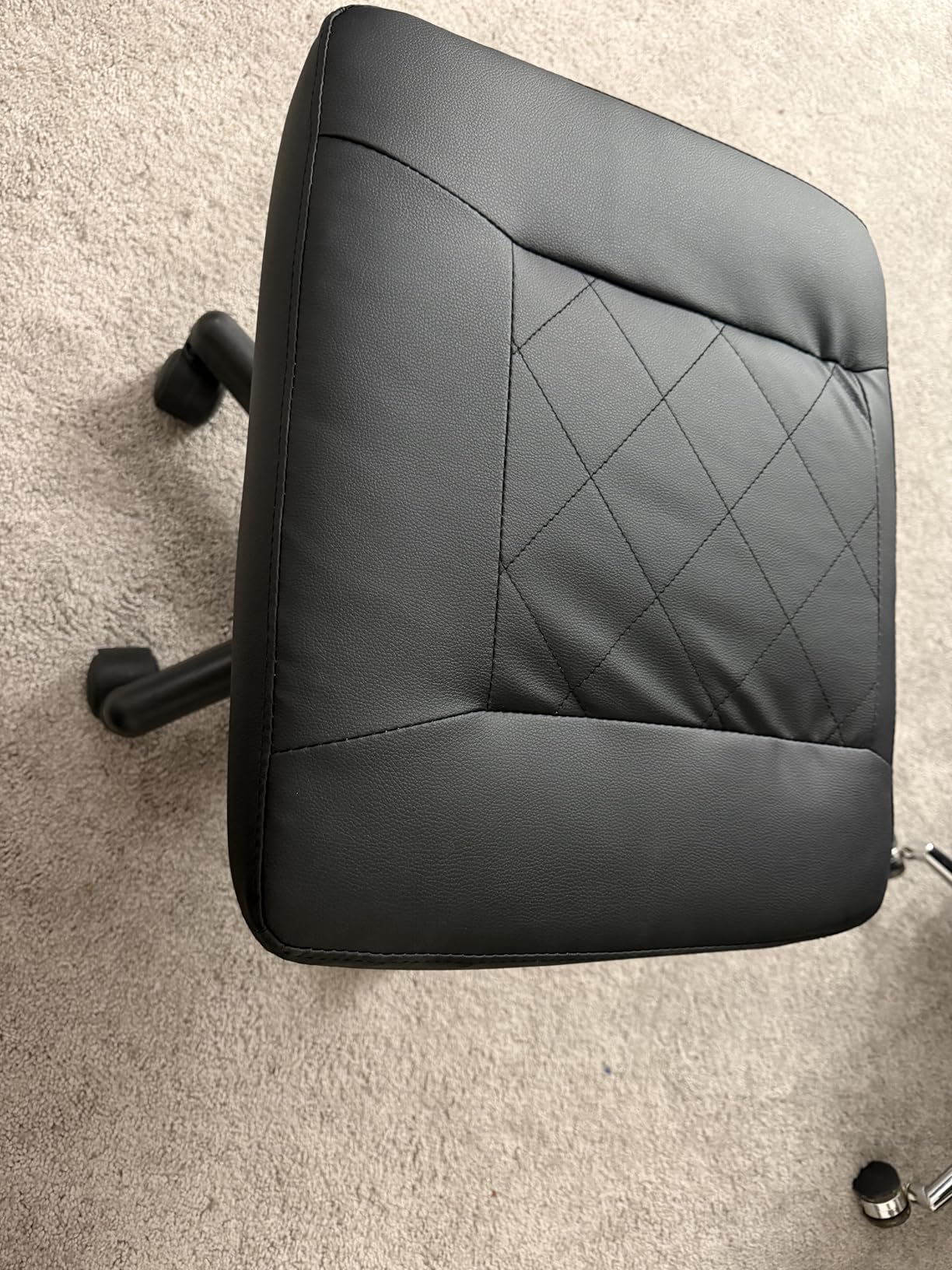 VECELO Under Desk Footrest, PU Ergonomic Foot Rest with Wheels, Comfort Padding, Height Adjustable for Relieving Leg Pain, Stiffness, Black customer photo 1