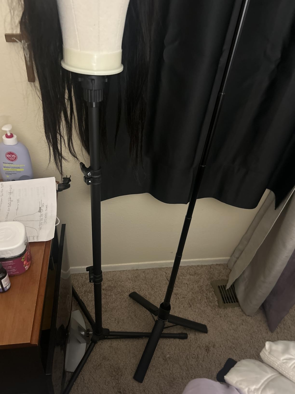 Wig Stand with Head 50 Inches, Wig Head Stand with 22 Inches Mannequin Head, Height Adjustable Metal Tripod Wig Stand, Manikin Head Set for Wigs Display Making Hair Weave and Styling customer photo 1
