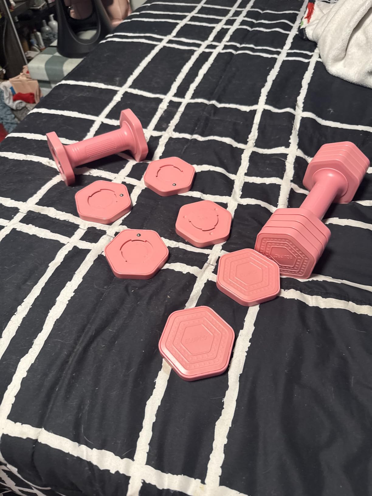 EQUIPRO Adjustable Dumbbell Set, 4 in 1 Free Weights Dumbbells Set for Women, Weights for Women at Home, 2lb 3lb 4lb 5lb with TPU Soft Rubber Handle for Home Gym Exercise Training customer photo 1