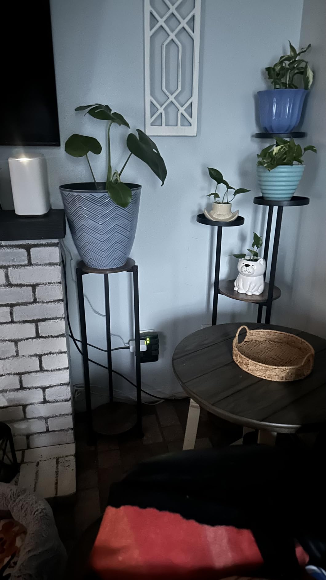 Plant Stand Indoor Corner Tall 2 Tier Metal Modern Flower Storage Plant Shelf Holder for Living Room Balcony Garden,Black (2 Tier-Black Round) customer photo 2