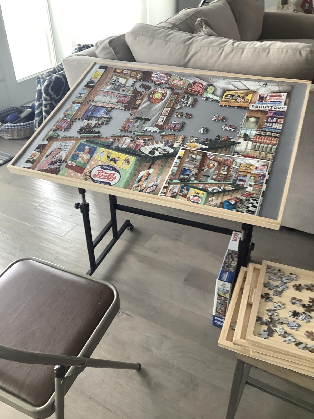 BuilderButler Puzzle Table 2000 Pieces with Wheels, Drawers & Cover, 40.16