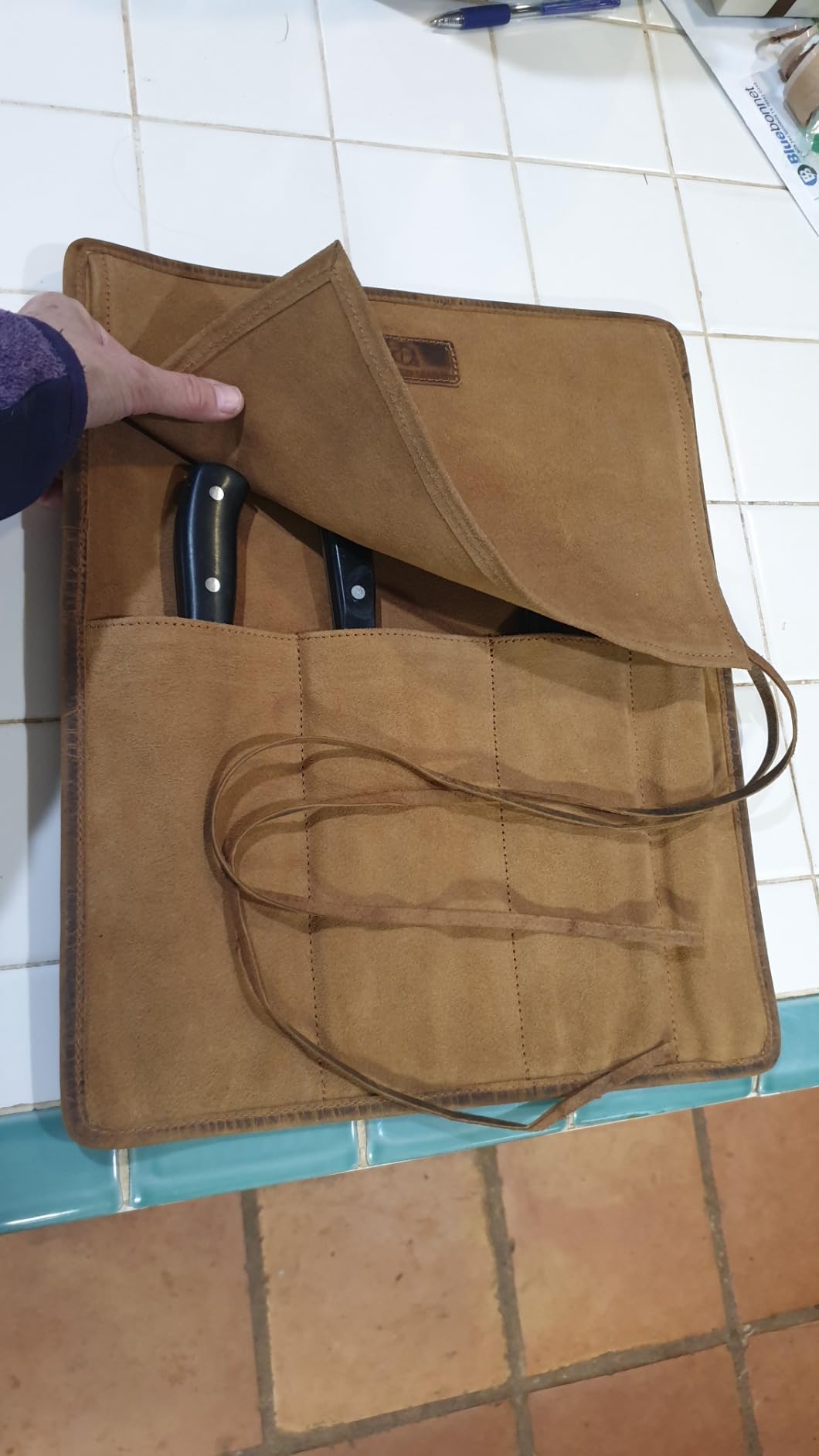 Knife Roll Bag Professional Chef Knife Case, Durable Knife Sheath Holder, Cooks & Culinary Tools Carrying Storage, Portable Knife Wrap - 4 Slots customer photo 1