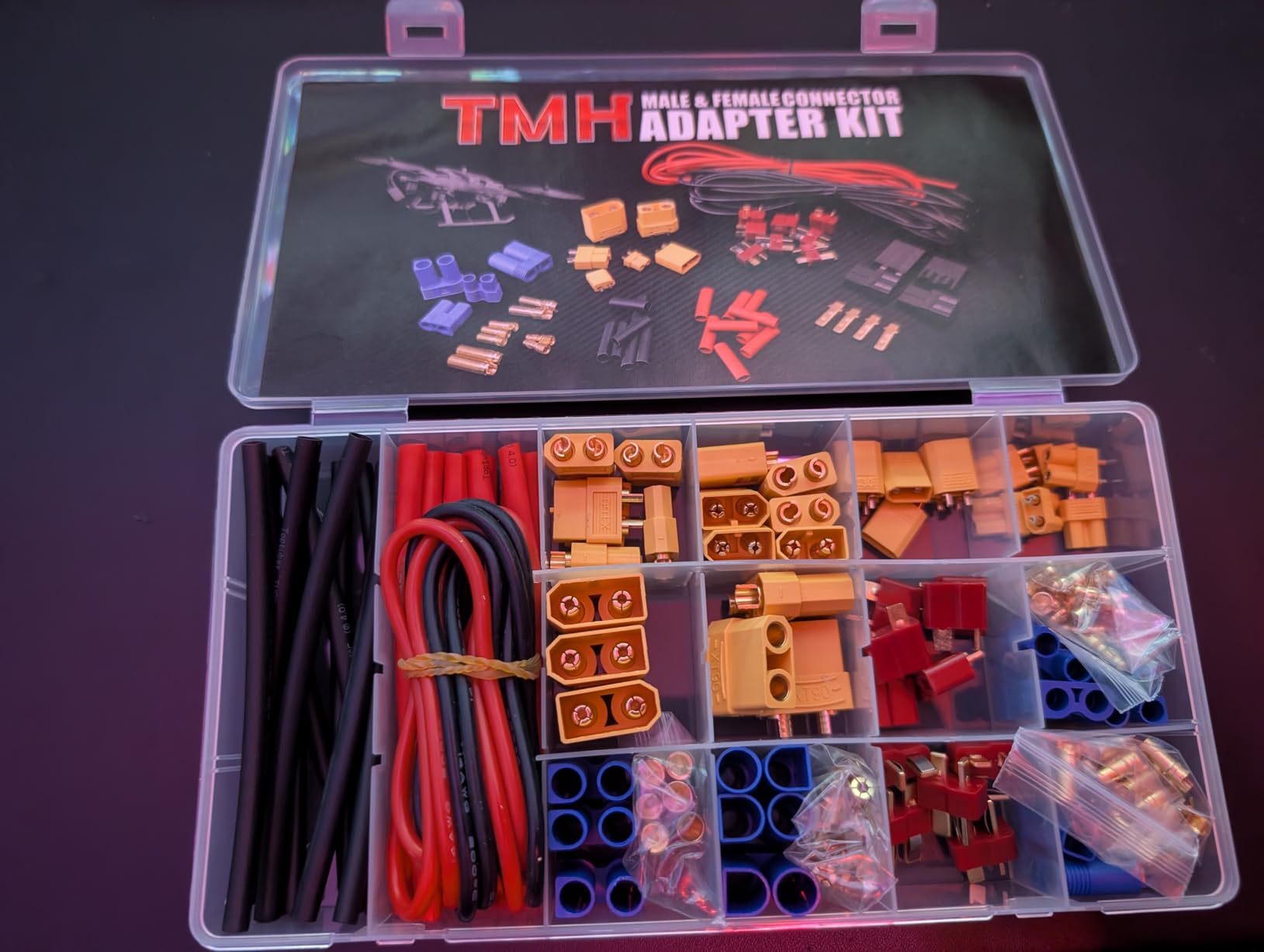 TMH 183 Pcs T-Plug EC3 EC5 XT30 XT60 XT90 TRX-Plug Male & Female Adapter Connector Kit with Silicone Wire and Heat Shrink Tubing for RC ESC Lipo Battery Motor (Total 183 PCS) customer photo 1