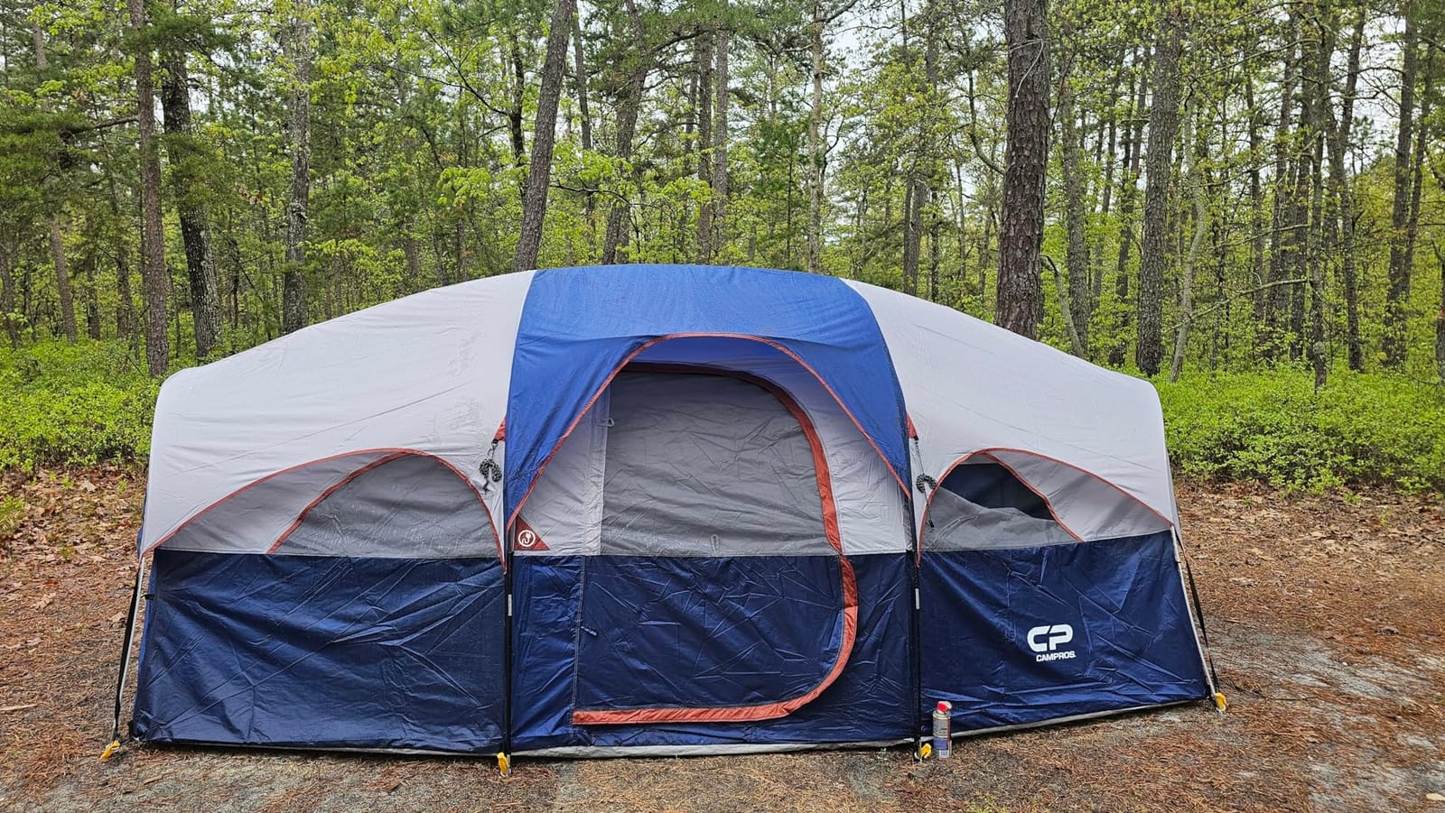 CAMPROS CP 8 Person Camping Tent, Room Divider, Rainfly, Weather Resistant | Family tent with 5 large mesh windows, double-layer design, and a carry bag, 14' x 9' x 72