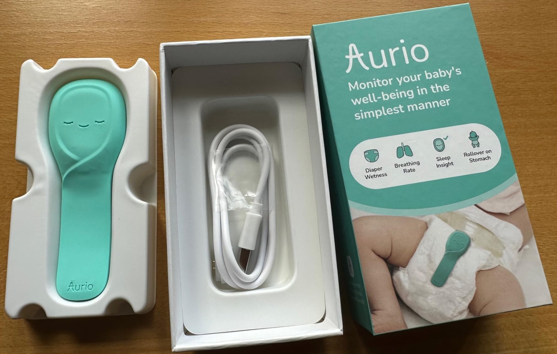 Aurio Smart Baby Monitor - Tracks Breathing Rate, Sleep, Diaper Wetness, Temperature, Real-Time Alerts with Patented Technology customer photo 2