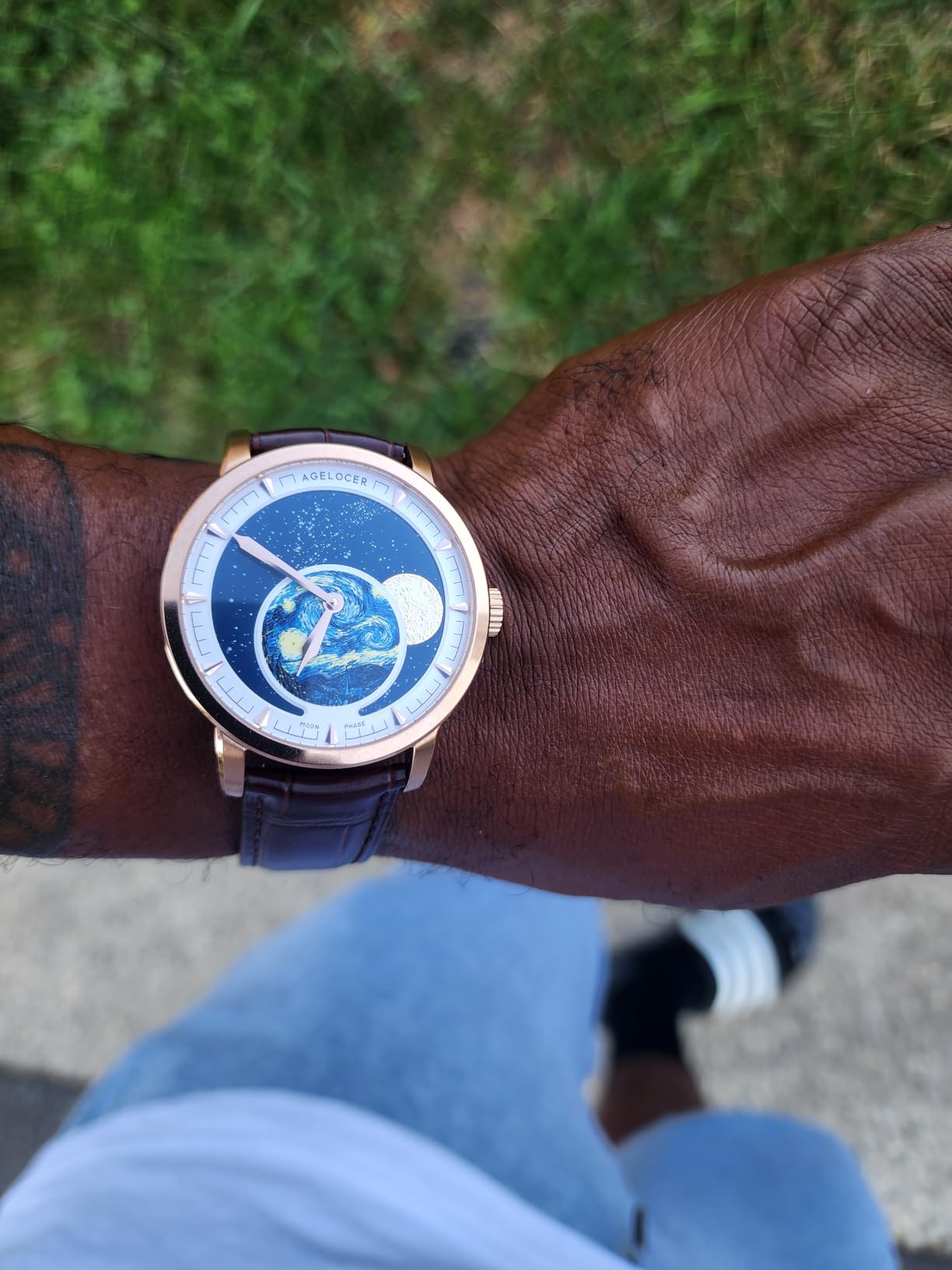 Moon Phase Watch Original Design, Automatic Mechanical Watches for Men, Leather Strap Waterproof Dress Watch Mens Gift customer photo 2