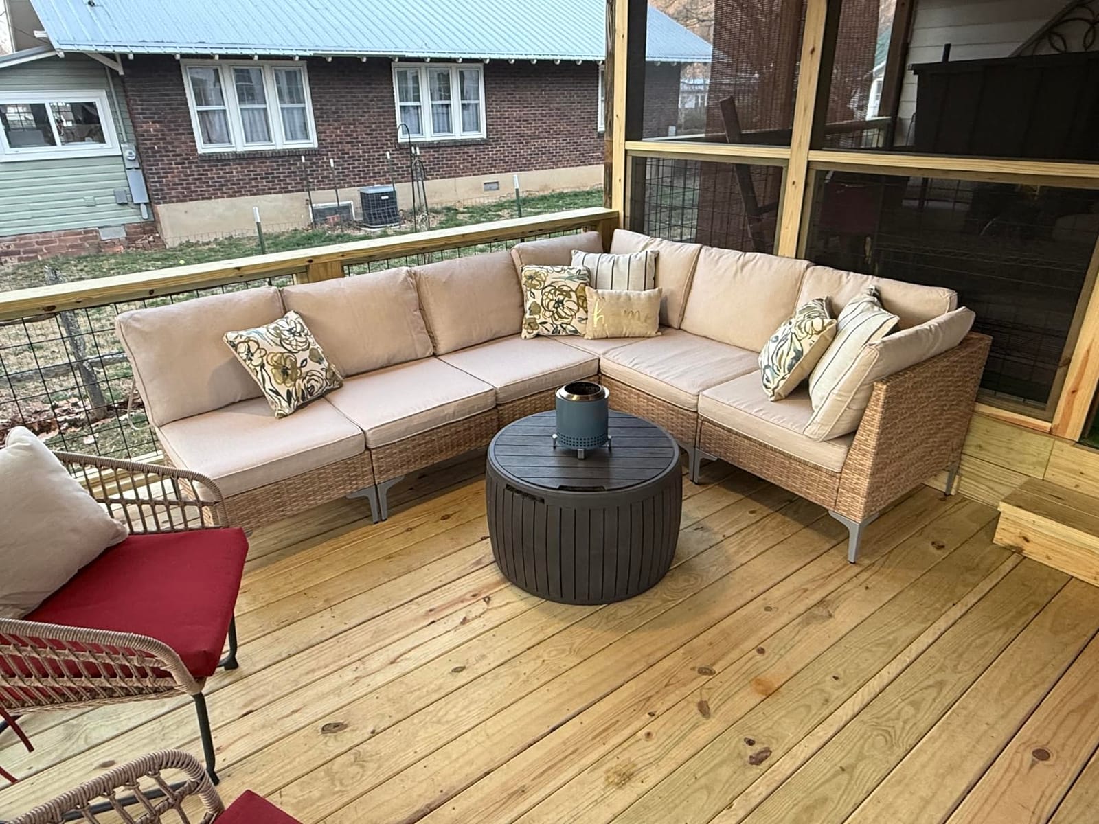 JOYURE 7 Piece Wicker Patio Furniture Set,Outdoor Conversation Sectional Sofa w/Coffee Table,All-Weather Outdoor Sofa with Thick and Anti-Slip Cushions for Deck,Poolside,Garden,Beige customer photo 2