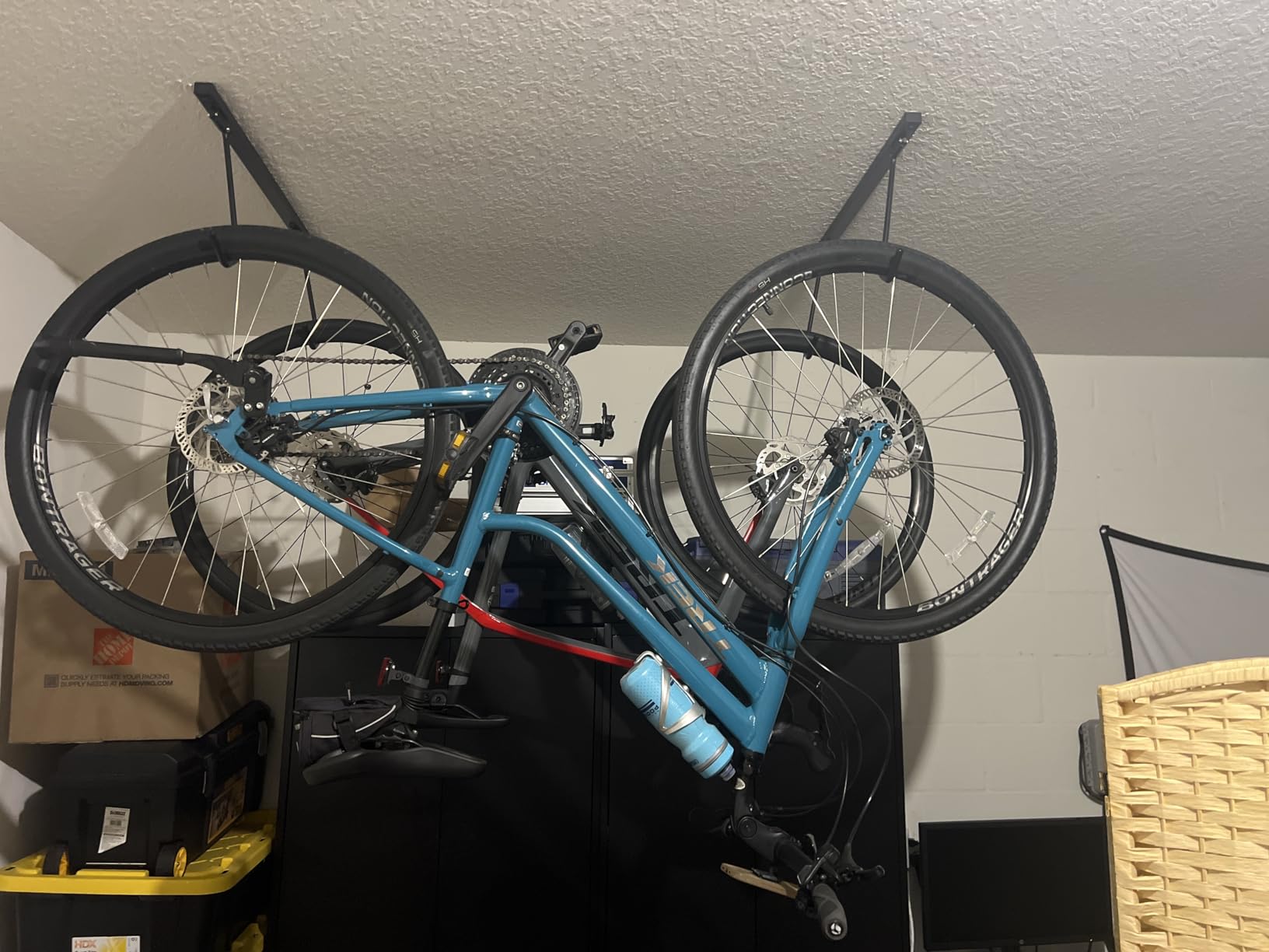 WALMANN Ceiling Mounted Bike Rack for Garage, Space-Saving Ceiling Bike Storage for 2 Bikes(Horizontally)/4 Bikes(Vertically), Adjustable Bike Hooks for Road Mountain Bikes customer photo 2