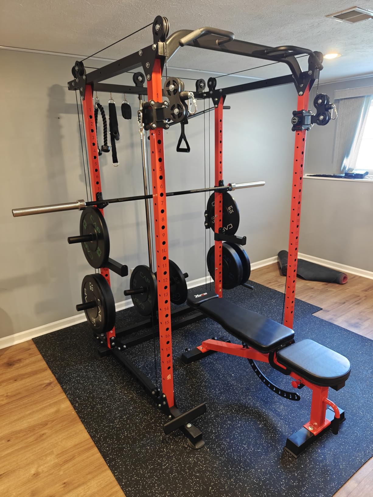 Power Rack Power Cage Multi-Function Squat Rack with Cable Crossover System Selectable More Training Attachment Power Rack for Garage & Home Gym customer photo 1
