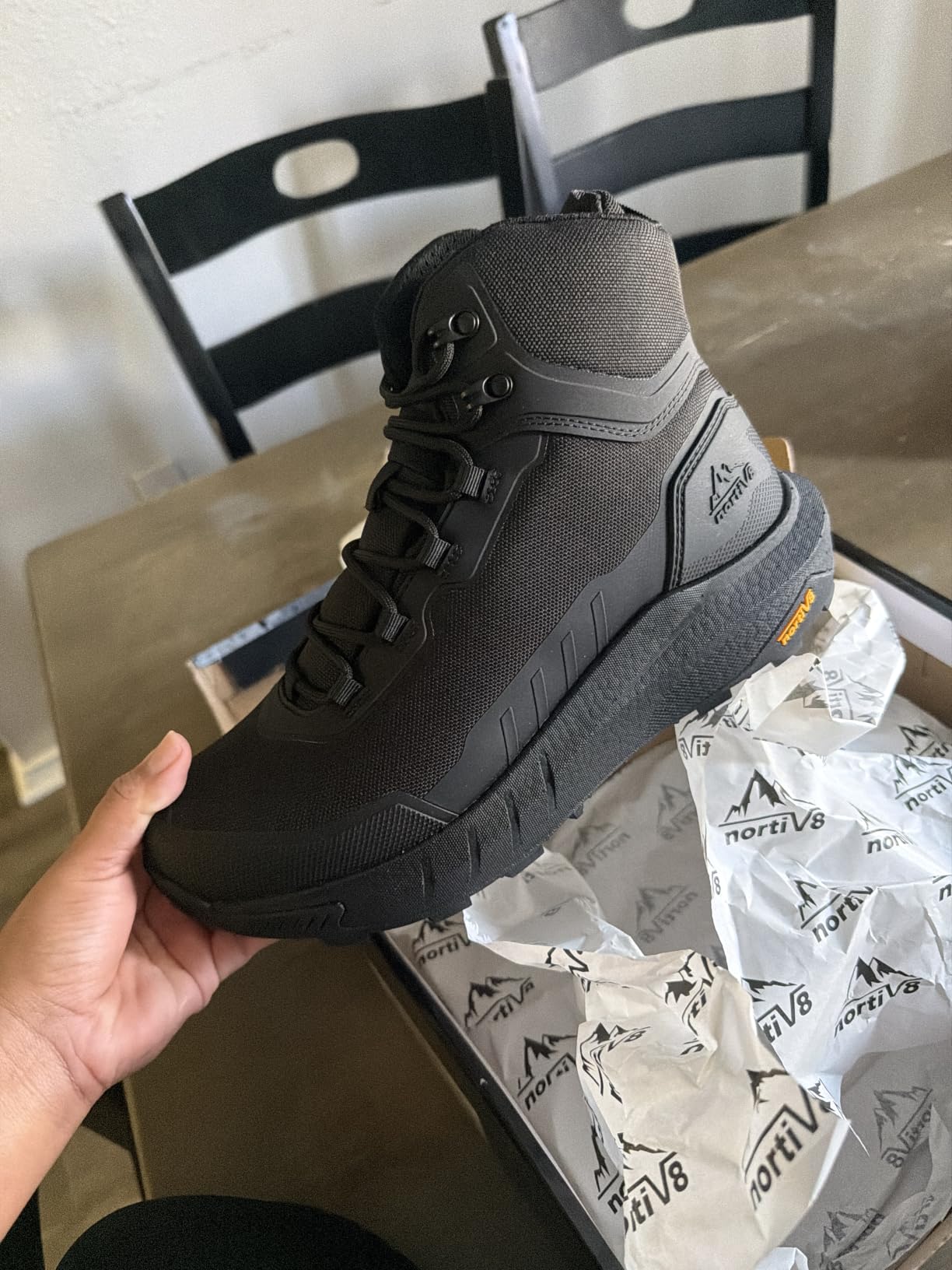 NORTIV 8 Men's Tactical Hiking Boots Lightweight Cushion | Side Zipper Motorcycle Combat Boots with Arch Support Sole for All Day Comfort, Outdoor Hiking Military Use 8In Terrascope customer photo 1