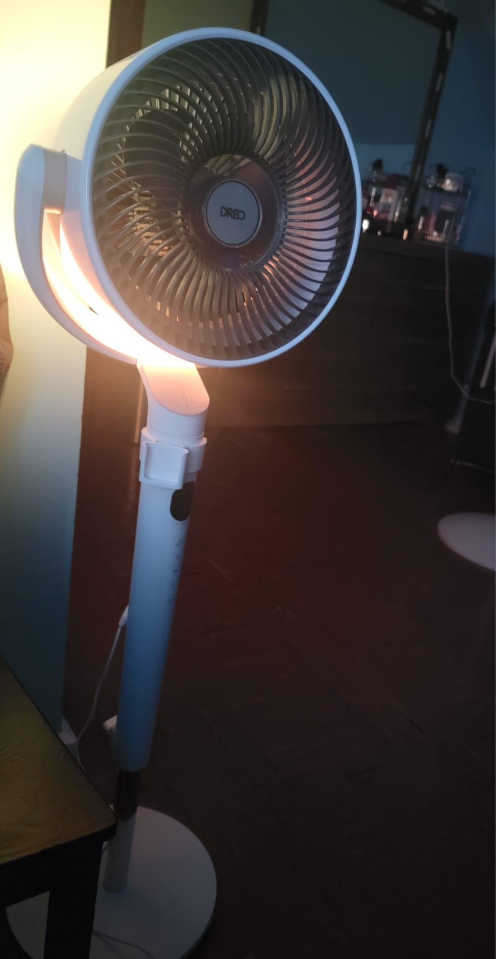 DREO Smart Fan for Bedroom, 120° +120° Omni-Directional Oscillating Fans, 100ft Quiet Pedestal Fan with RGB Light, 9 Speeds, 6 Modes, 8H Timer, Wi-Fi/Voice/Alexa, 35-40