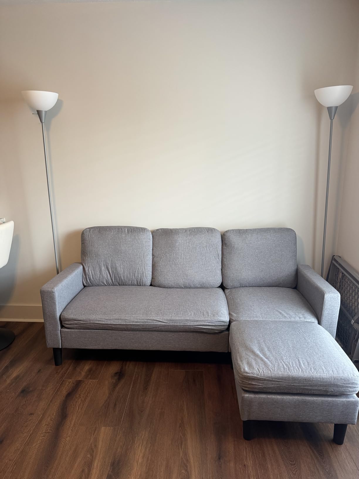SUNLEI Convertible Sectional Sofa for Small Spaces, L Shaped Modular Sofa with Reversible Chaise & Ottoman Storage, 3 Seat Modern Small Couches for Living Room in Apartment, Linen Fabric, Greige customer photo 1