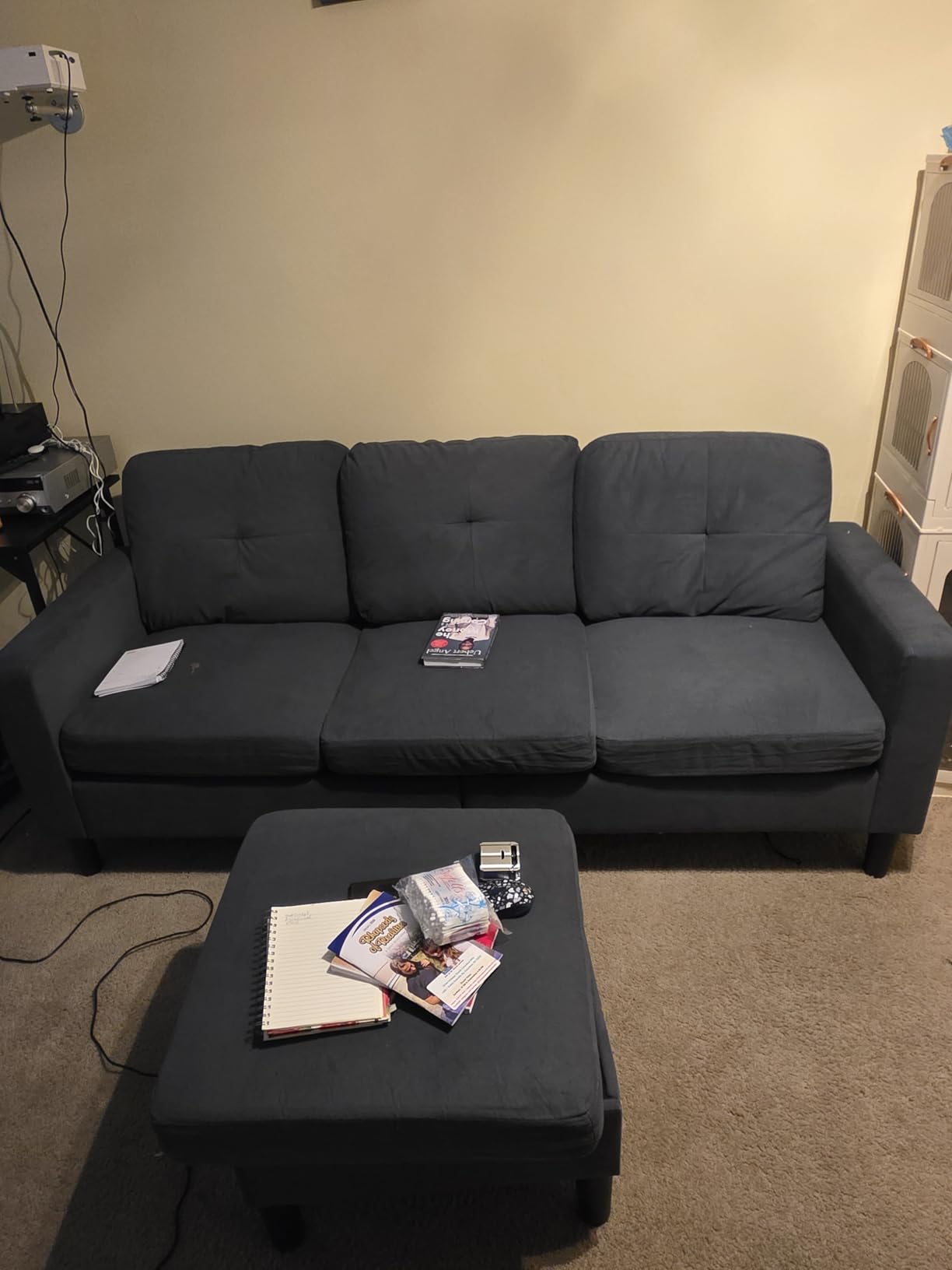 SUNLEI Convertible Sectional Sofa for Small Spaces, L Shaped Modular Sofa with Reversible Chaise & Ottoman Storage, 3 Seat Modern Small Couches for Living Room in Apartment, Linen Fabric, Greige customer photo 2