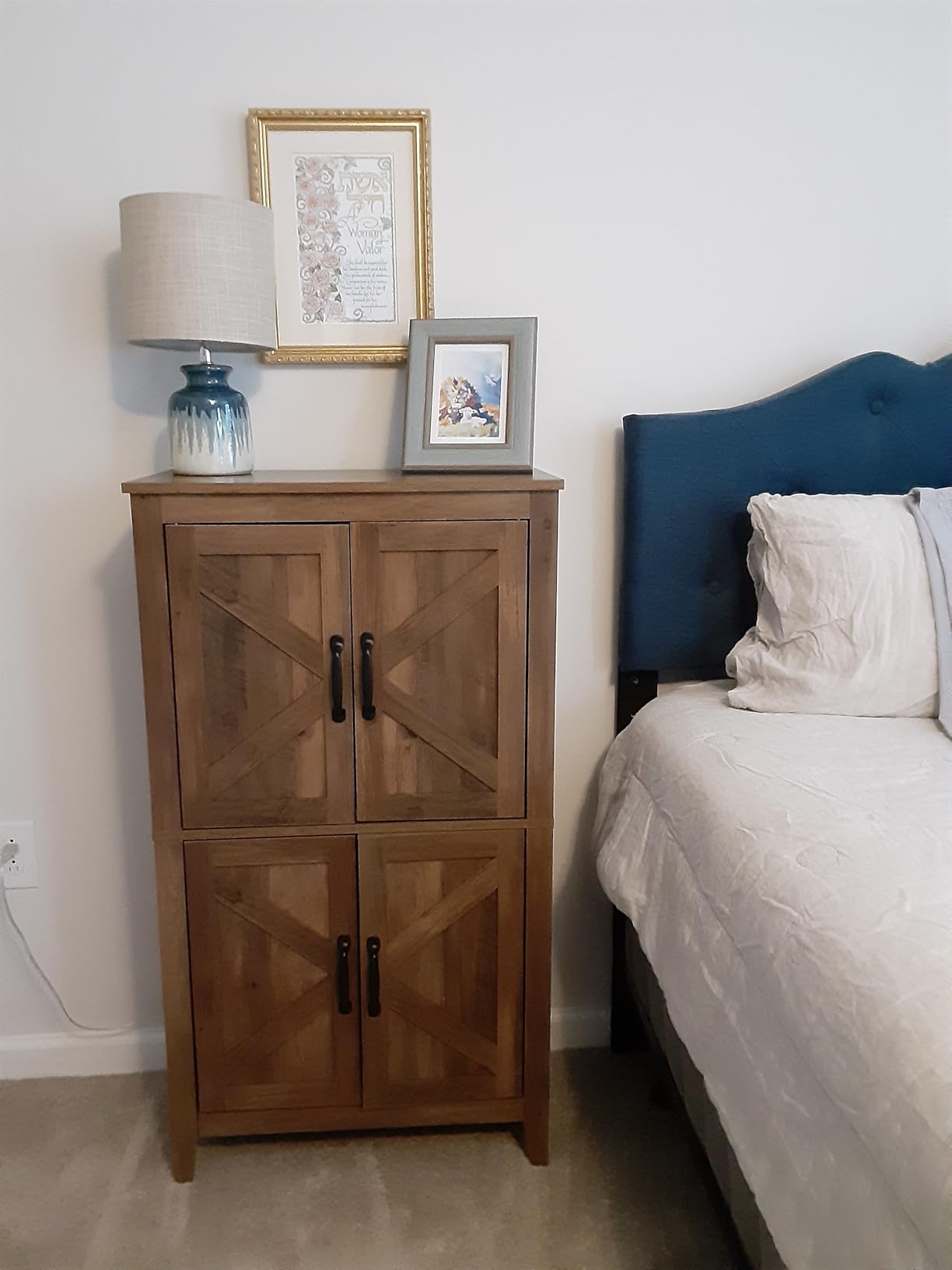 VASAGLE LIRY Collection - Farmhouse Storage Cabinet, Bathroom Floor Cabinet with Barn Doors, Freestanding Kitchen Pantry, Adjustable Shelves, for Dining Room, Living Room, Rustic White, UBBK773W01 customer photo 1