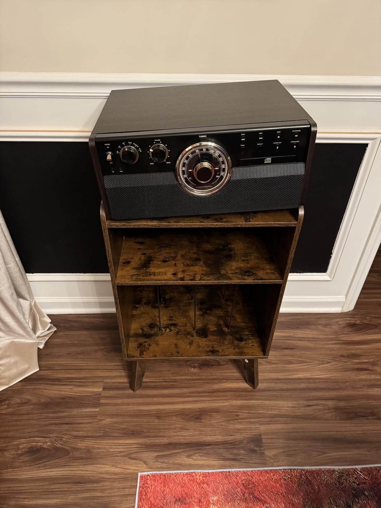 Record Player Stand, Turntable Stand with Record Storage and Charging Station & USB Ports, Record Player Table with Metal Divider, Record Stand Up to 160 Albums for Living Room, Bedroom Walnut customer photo 2