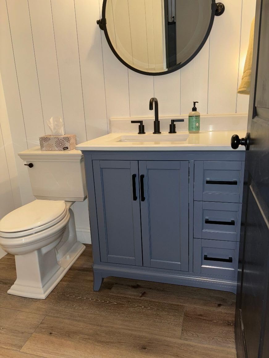 48 Inch Bathroom Vanity with Sink, Modern Steel Blue Bathroom Vanities with Soft Closing Doors & Dovetail Drawers, Quartz Countertop, No Assembly Required customer photo 1