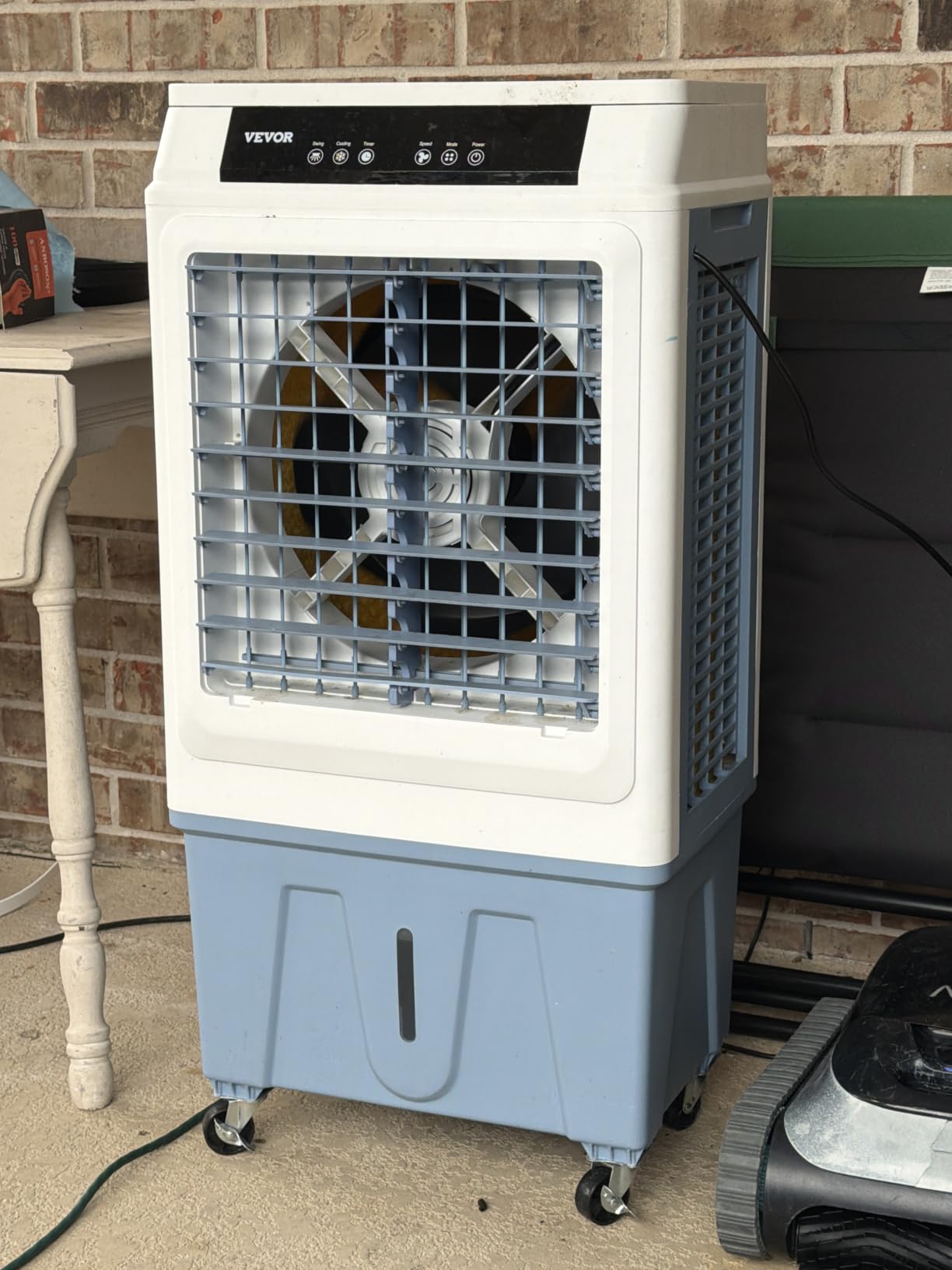 VEVOR Evaporative Air Cooler, 3100 CFM with 9 Gallon Water Tank Swamp Cooler, Portable Cooling Fan with Remote Control, 12H Timer, 4 Ice Boxes, 3 Wind Speeds for Outdoor Indoor Use customer photo 1