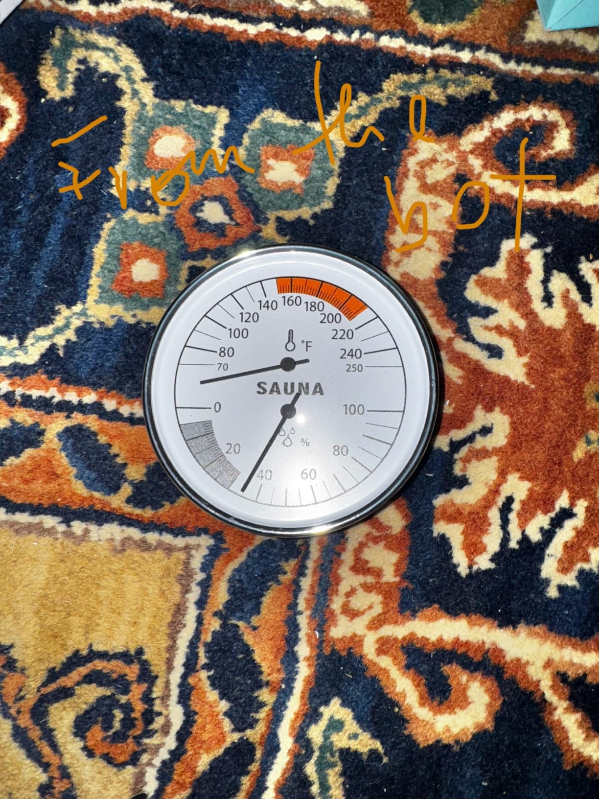 Sauna Thermometer Hygrometer, 70-250°F & 0-100% RH Gauge for Sauna Rooms | aluminum & glass construction hanging or standing setup large dial clear marks rustproof & heat-resistant materials customer photo 1