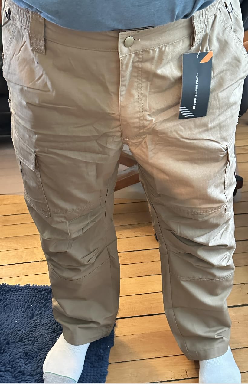 Mens Cargo Work Pants Durable Ripstop Tactical Pants with 7 Pockets Outdoor Water Resistant Hiking Woking Construction Pants customer photo 1
