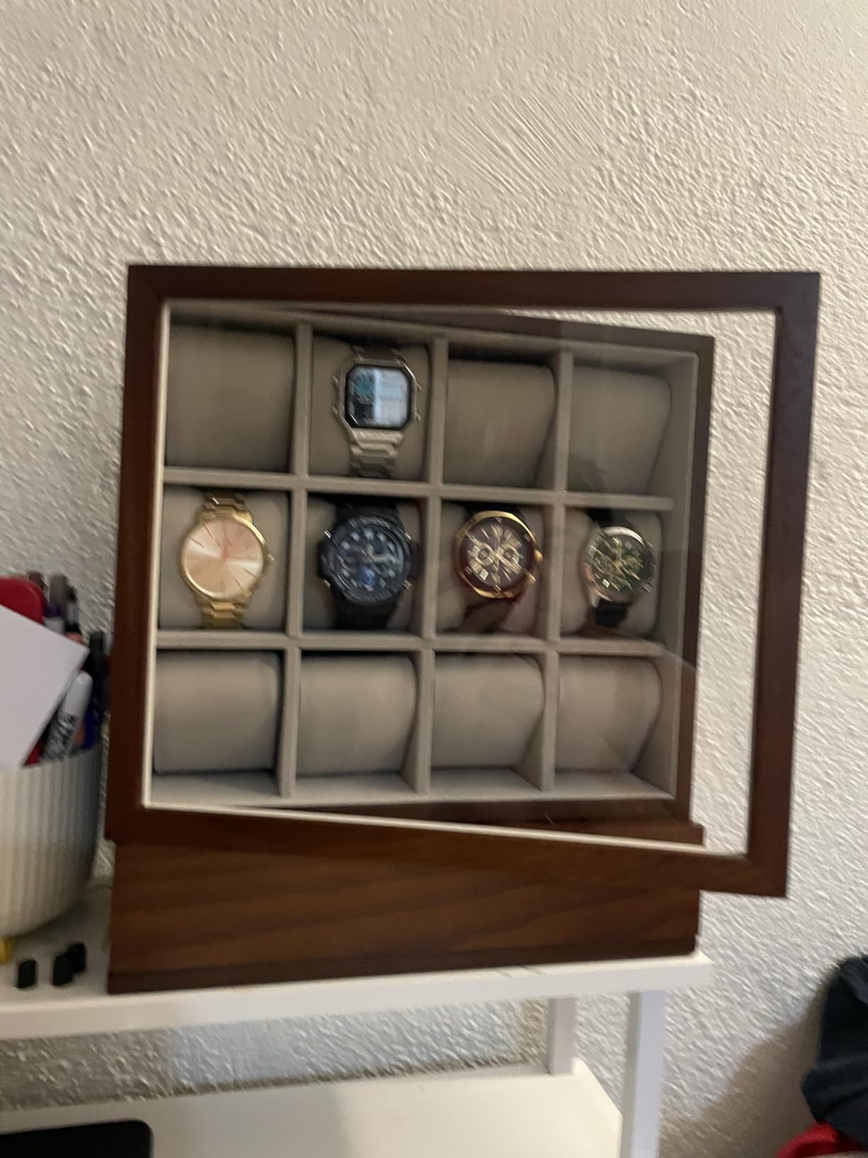 SONGMICS Automatic Double Watch Winder Box, Quiet Motor, LED Light, Lock | For Automatic Watches, Adjustable Pillow, 4 Winding Settings, USB-C Charging Cable, Black, BRIDIE Collection UJWB031BZ01S customer photo 2