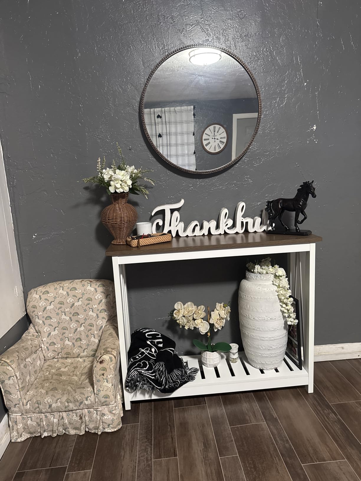 ChooChoo Farmhouse Console Table, Narrow Sofa Table for Entryway, 40 Inch | Rustic Entryway Table for Living Room, Hallway, Rustic Oak & Black customer photo 1