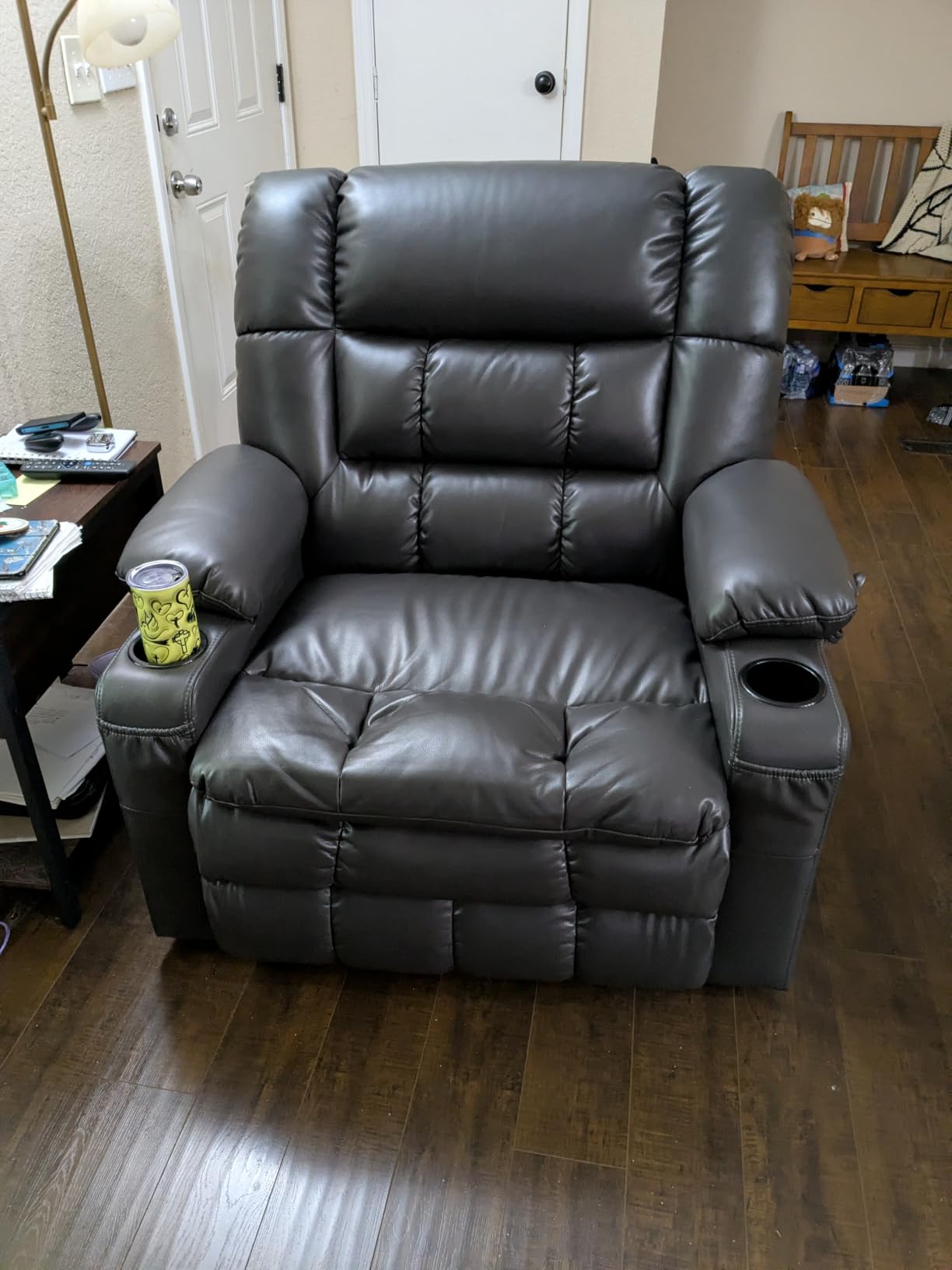 MCombo Large Dual Motor Power Lift Recliner Chair for Elderly 7896 (Grey) | Zero Gravity Lift Chair with Heat and Massage, Infinite Position, USB Ports, Lay Flat, Cup Holders, Breathable Faux Leather customer photo 1