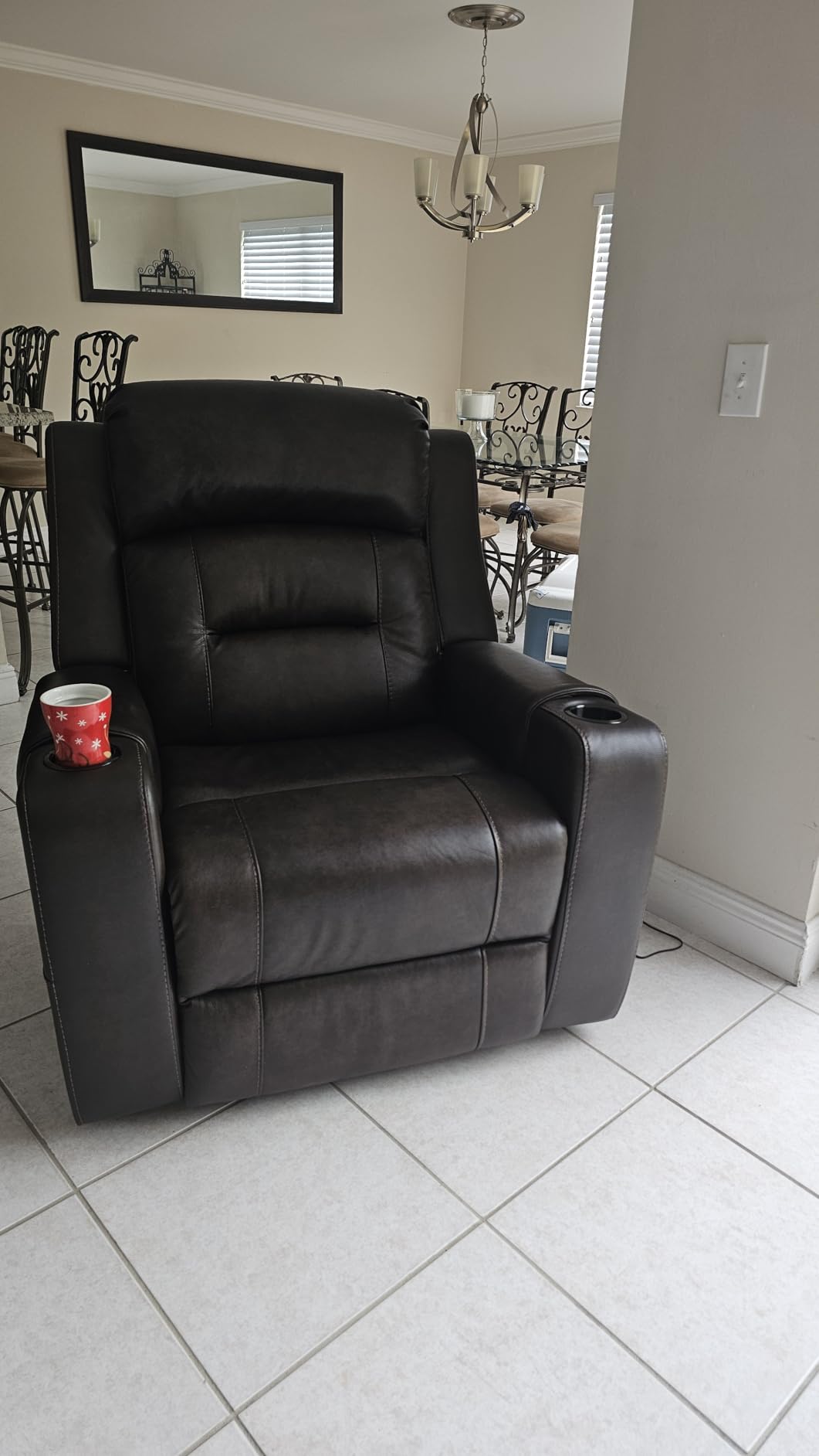 Watson & Whitely Genuine Leather Lay Flat Power Recliner Chair, Saddle | Power Headrest, Cup Holders, USB/Type-C Charging Ports, Electric Reclining Chairs for Living Room, Home Theater customer photo 2